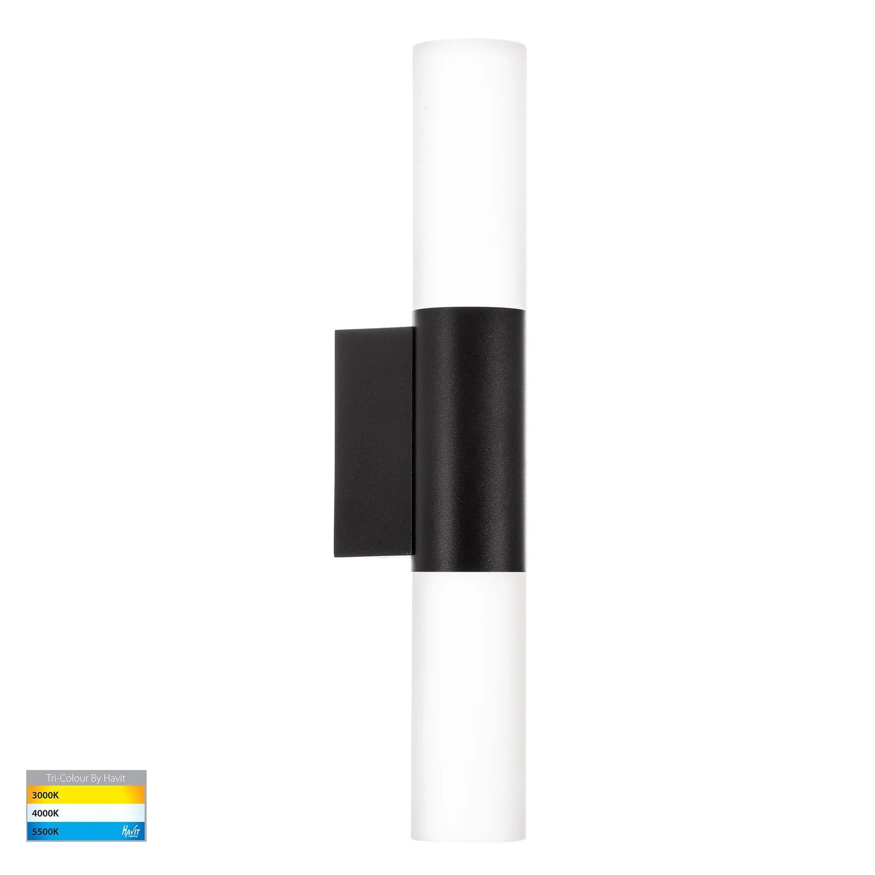 Havit Akril 2 Light Exterior Wall Lights Tri- Aluminium Black 2x3W 240V IP65- HV10932T-BLK
