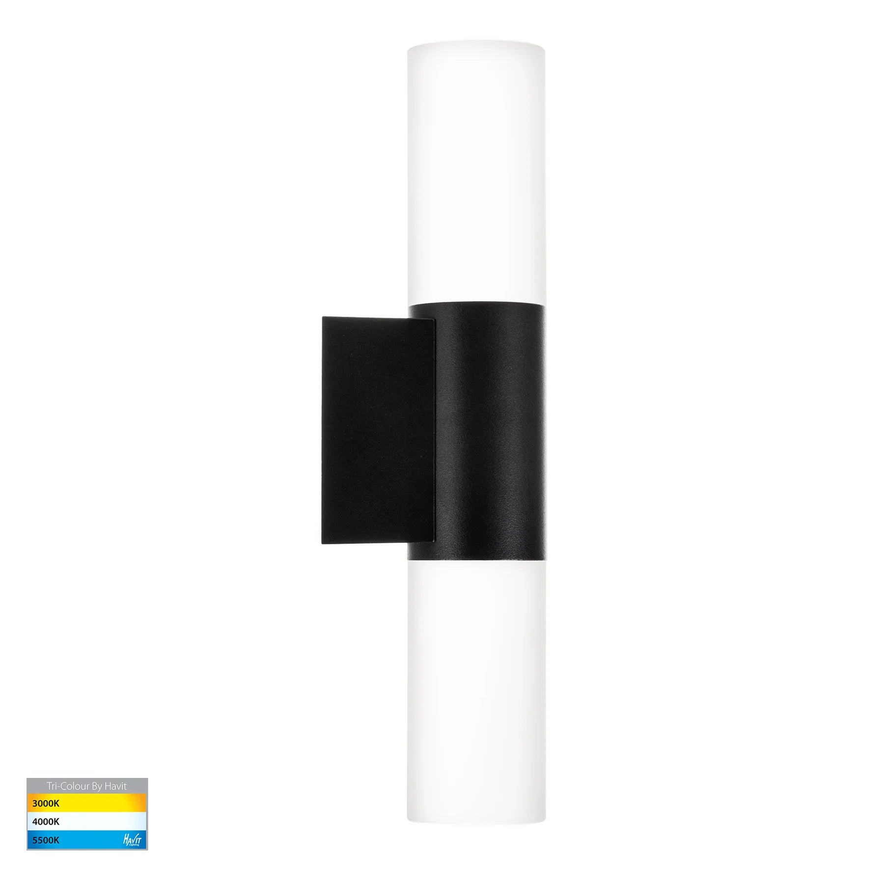 Havit Akril 2 Light Exterior Wall Lights Tri- Aluminium Black 2x5W 240V IP65- HV10942T-BLK