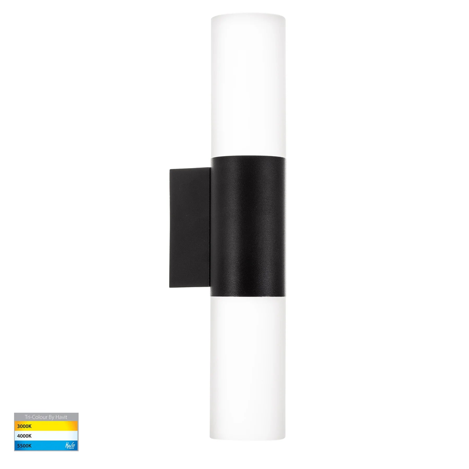 Havit Akril 2 Light Exterior Wall Lights Tri- Aluminium Black 2x5W 240V IP65- HV10942T-BLK