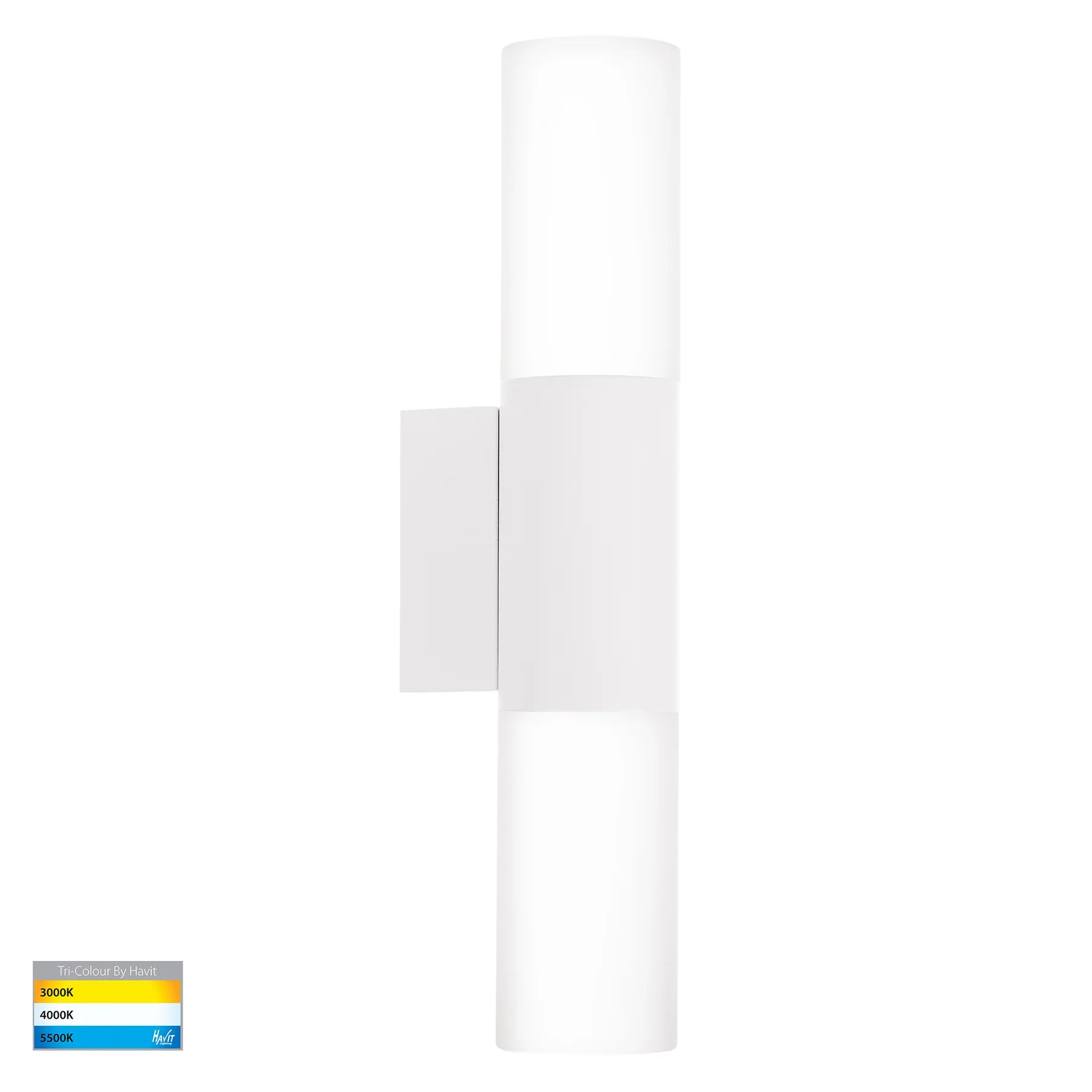 Havit Akril 2 Light Exterior Wall Lights Tri- Aluminium White 2x5W 240V IP65- HV10942T-WHT