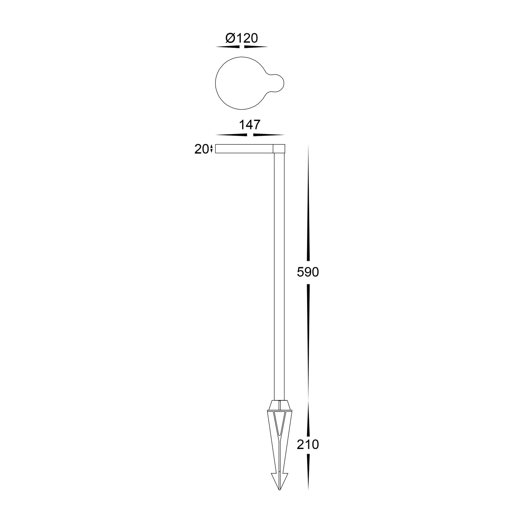 Havit Liueg Garden Spike Lights Tri- Aluminium Black 7W 24V IP65- HV1523T-BLK-24V