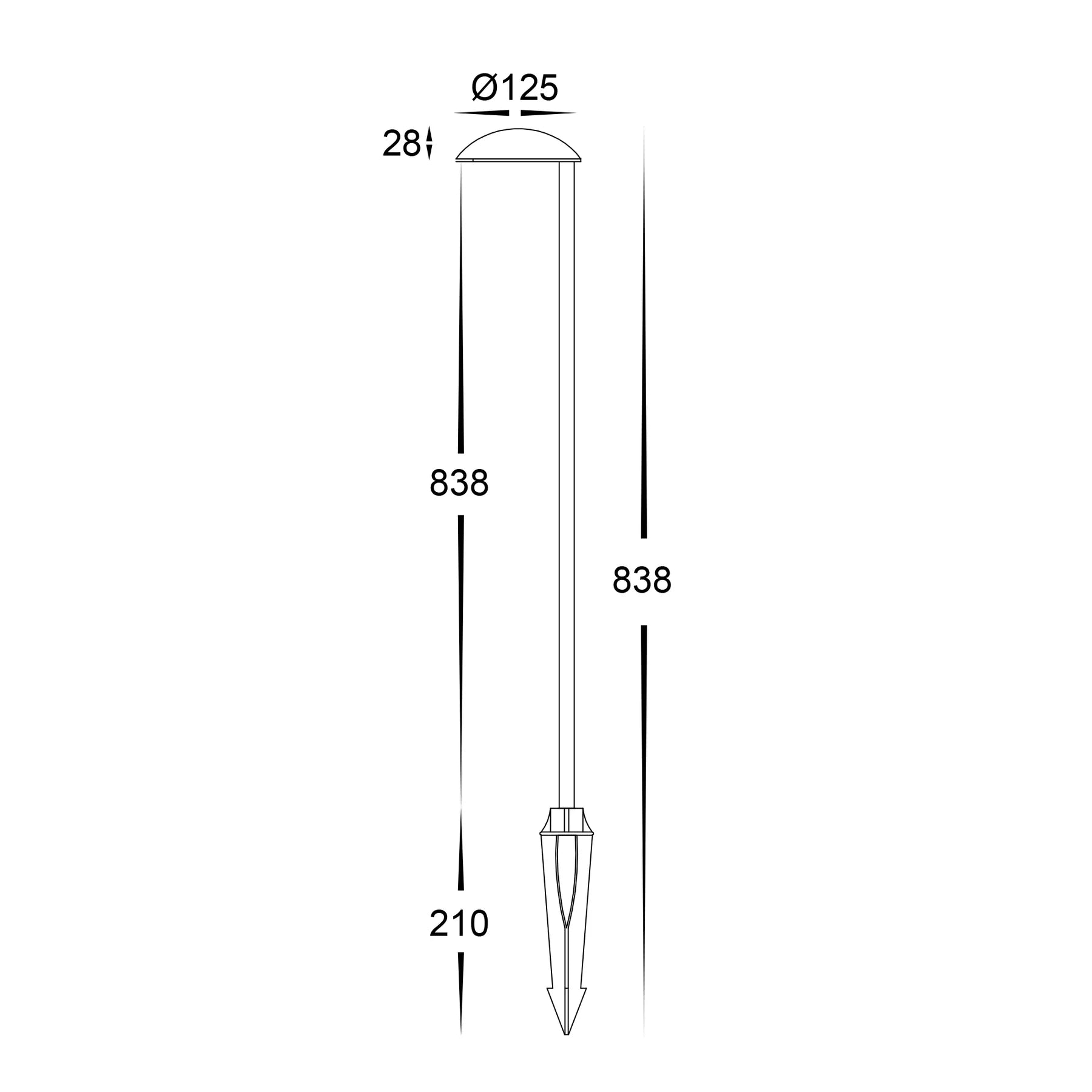 Havit Konoa LED Bollard Garden Spike Lights Tri- Aluminium Black 7W 24V IP65- HV1526T-BLK-24V