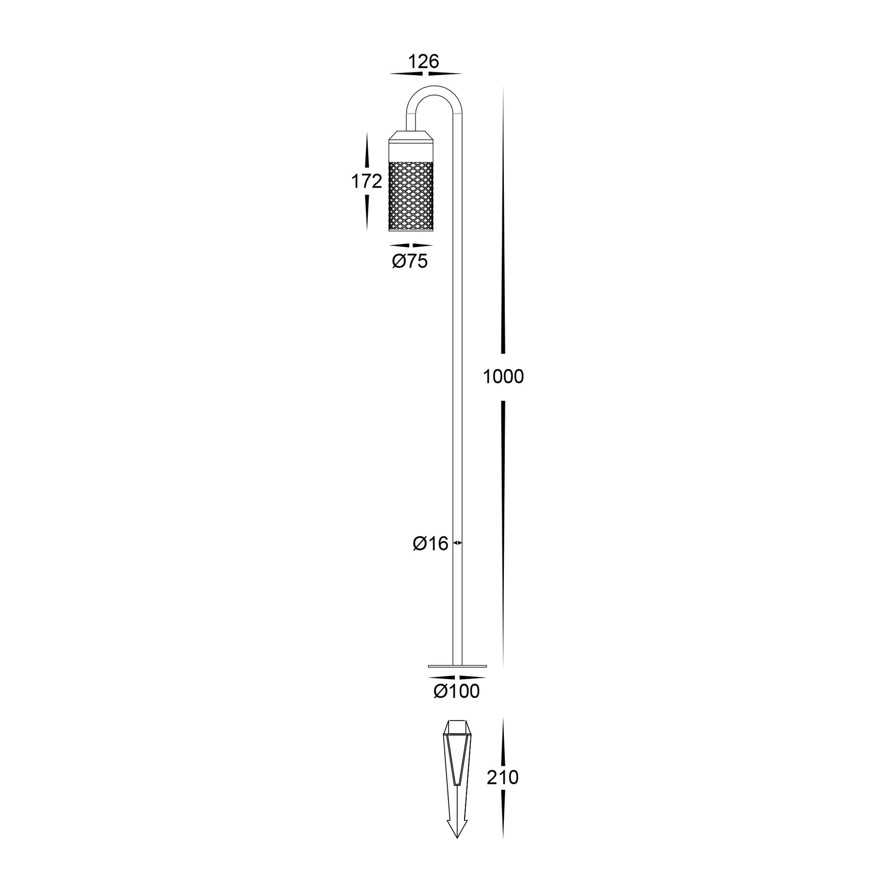 Havit Stellato LED Bollard Garden Spike Lights Tri- Aluminium Black 7W 24V IP65- HV1529T-BLK-24V
