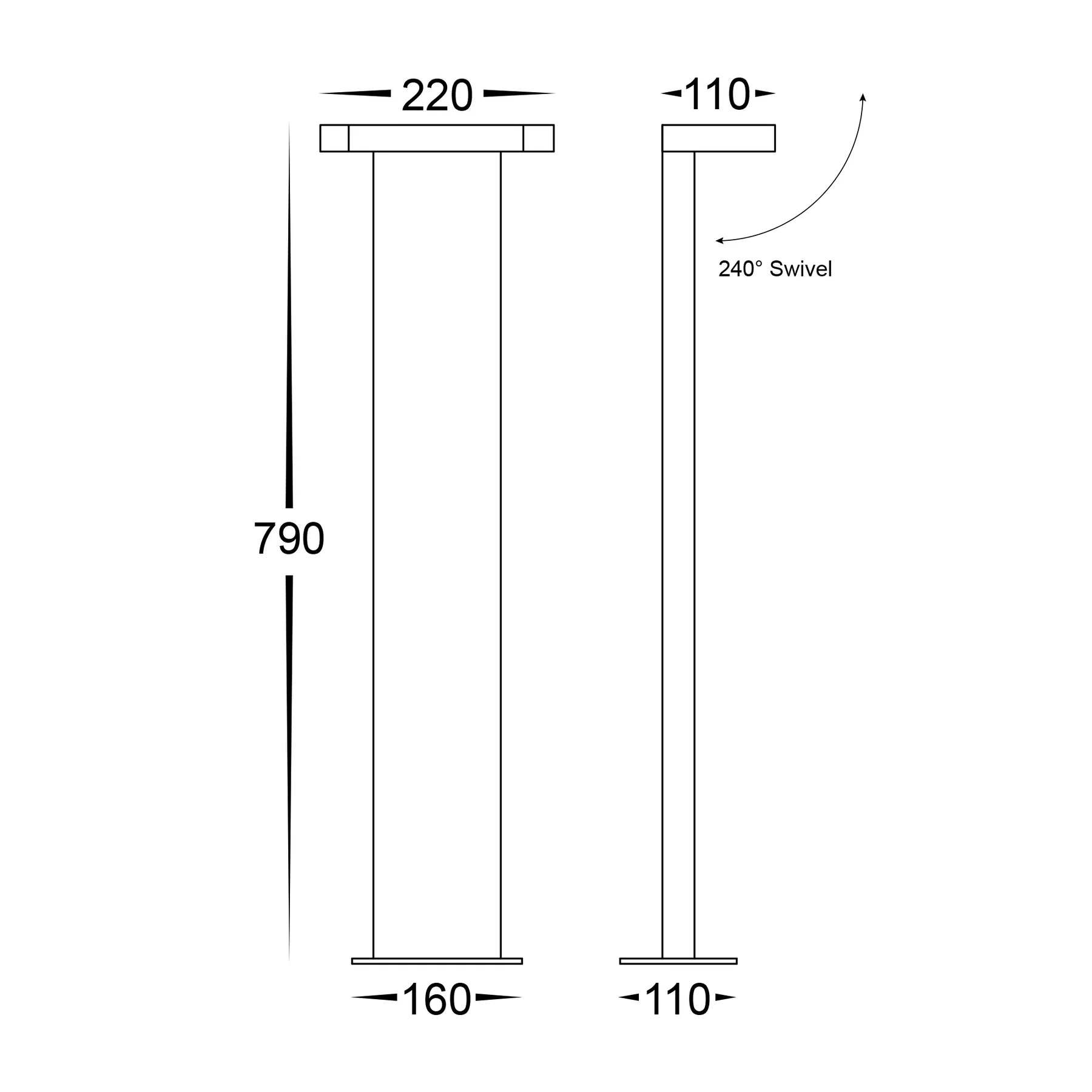 Havit Locu Single Adjustable LED Bollards Tri- Black 12W 240V IP65- HV1634T-BLK-240V