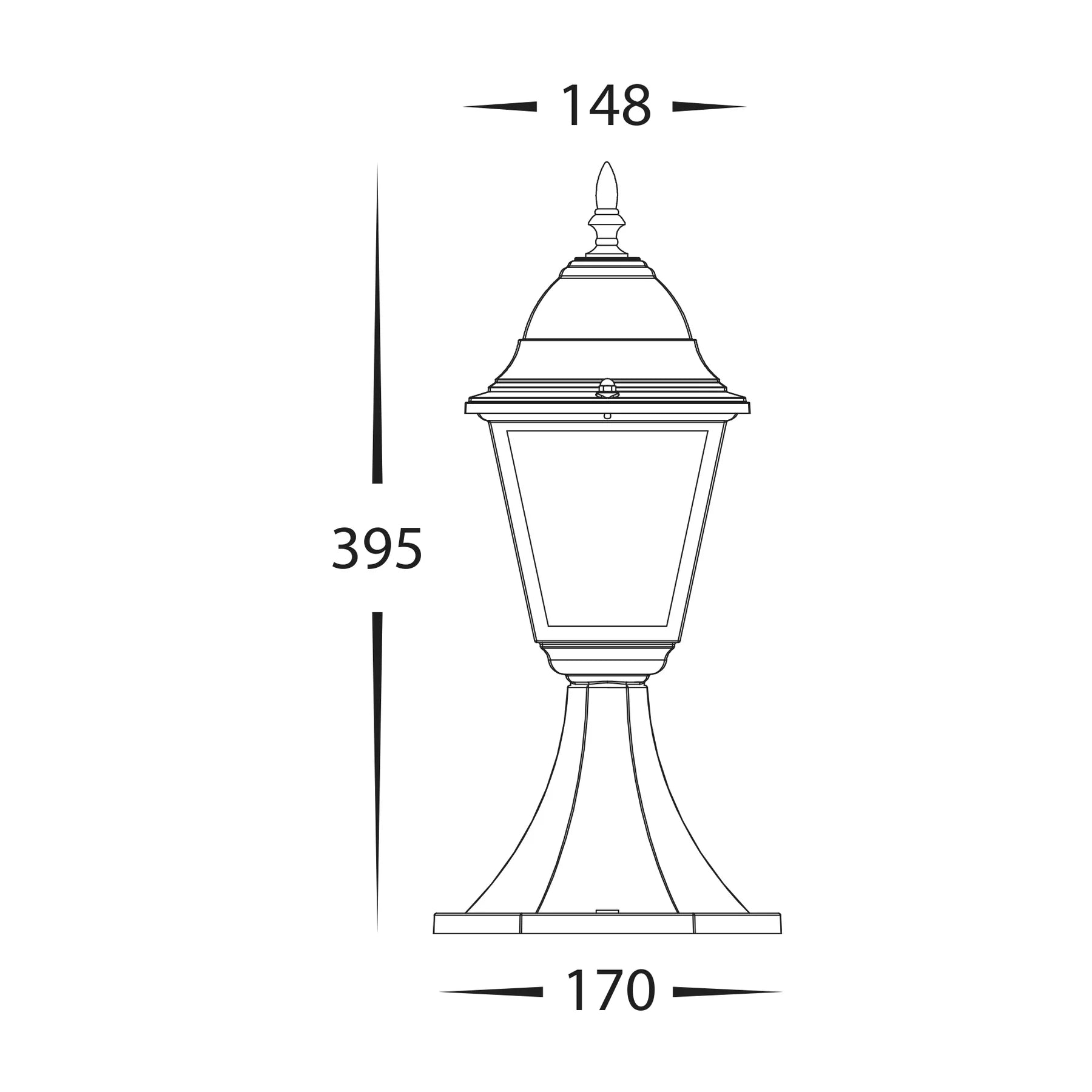 Havit Newark 395mm 4 Panel Pillar Bollard Light 2700K Aluminium Black 240V IP44- HV1651W-BLK