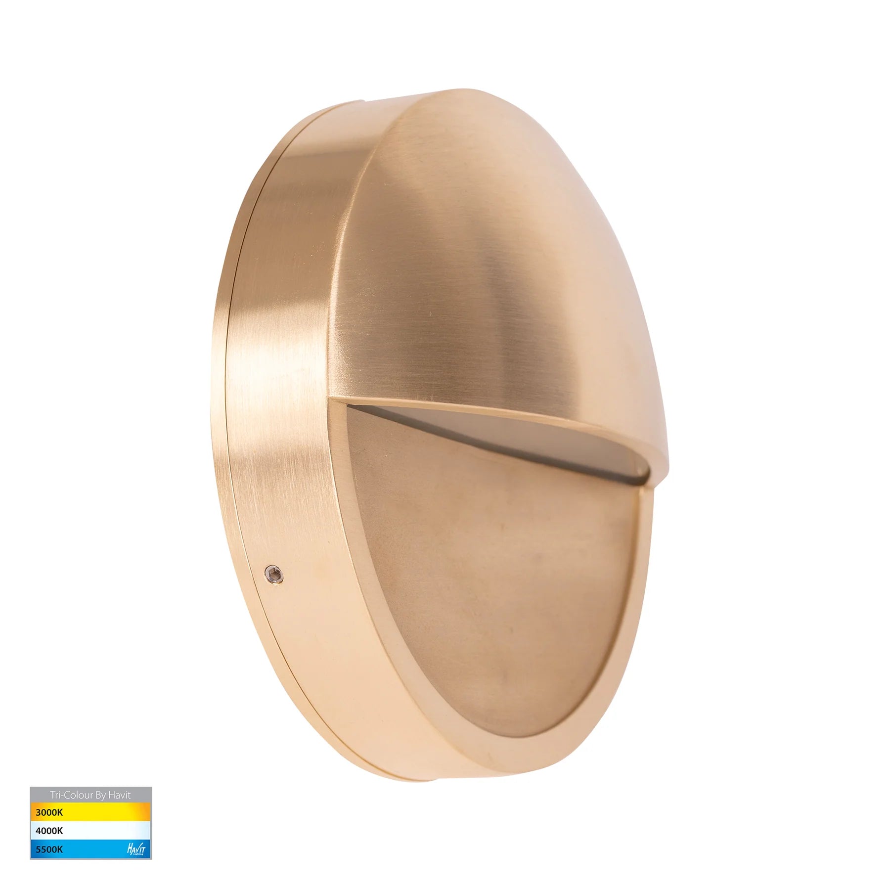 Havit Veko with Eyelid Garden Step and Up Lights Tri- Solid Brass 10W 12V/240V IP65 - HV2929T-BR-12V, HV2929T-BR-240V