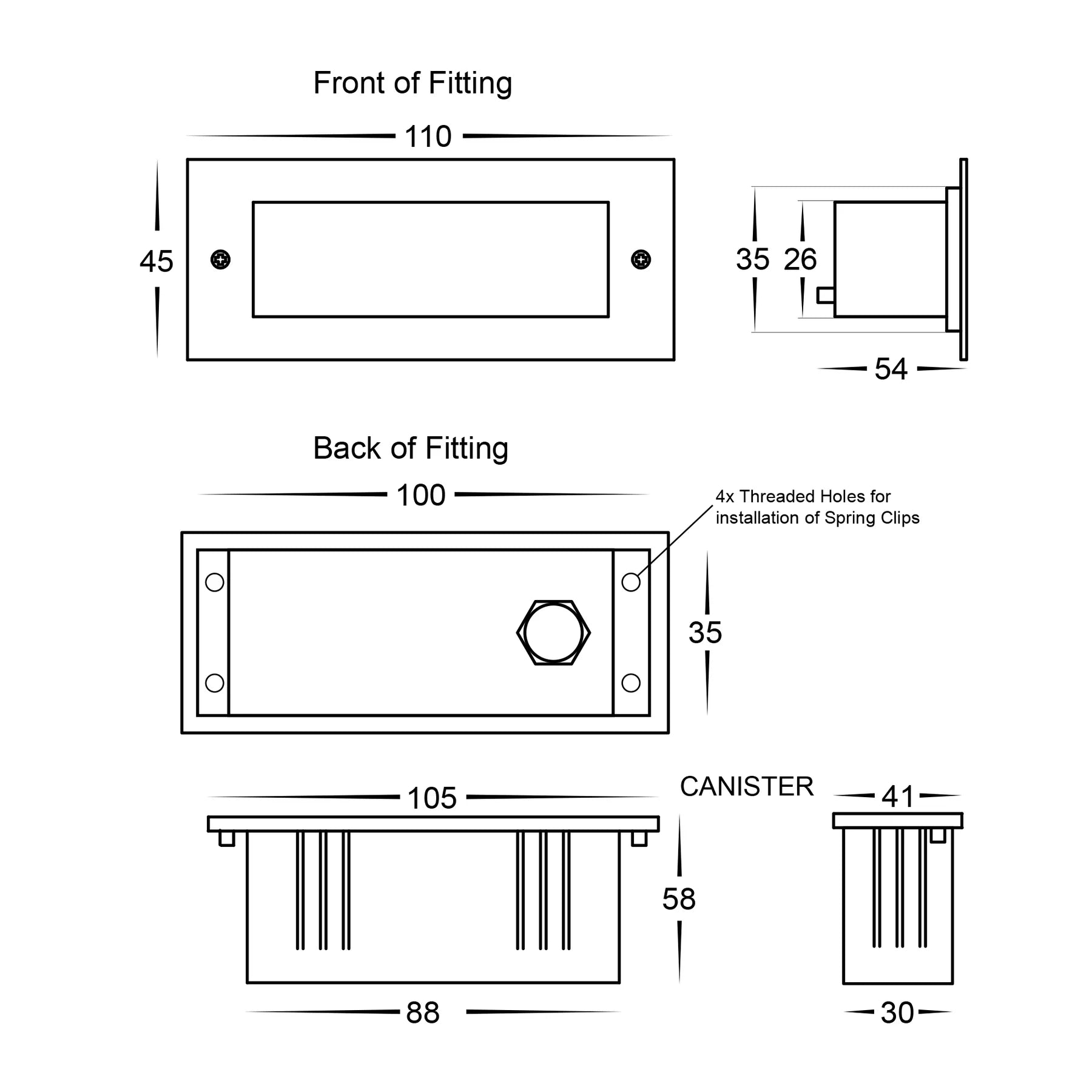 Havit Bata Brick Light with Plain Face Garden Step and Up Lights Tri- 316 Stainless Steel 3W 12/240V IP54 - HV3007T-SS316-12V, HV3007T-SS316-240V