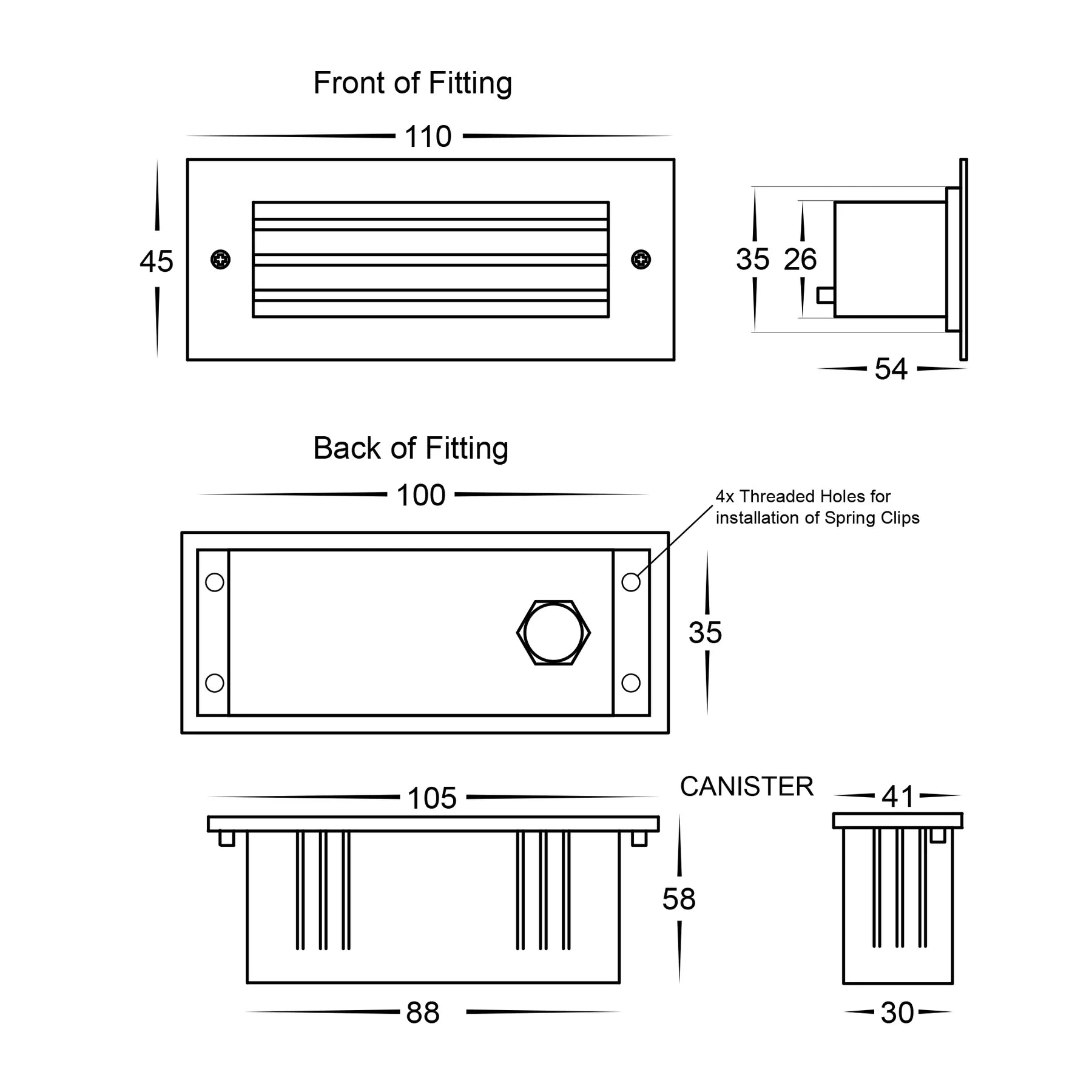 Havit Bata Brick Light with Grill Face Garden Step and Up Lights Tri- 316 Stainless Steel 3W 12/240V IP54 - HV3008T-SS316-12V, HV3008T-SS316-240V