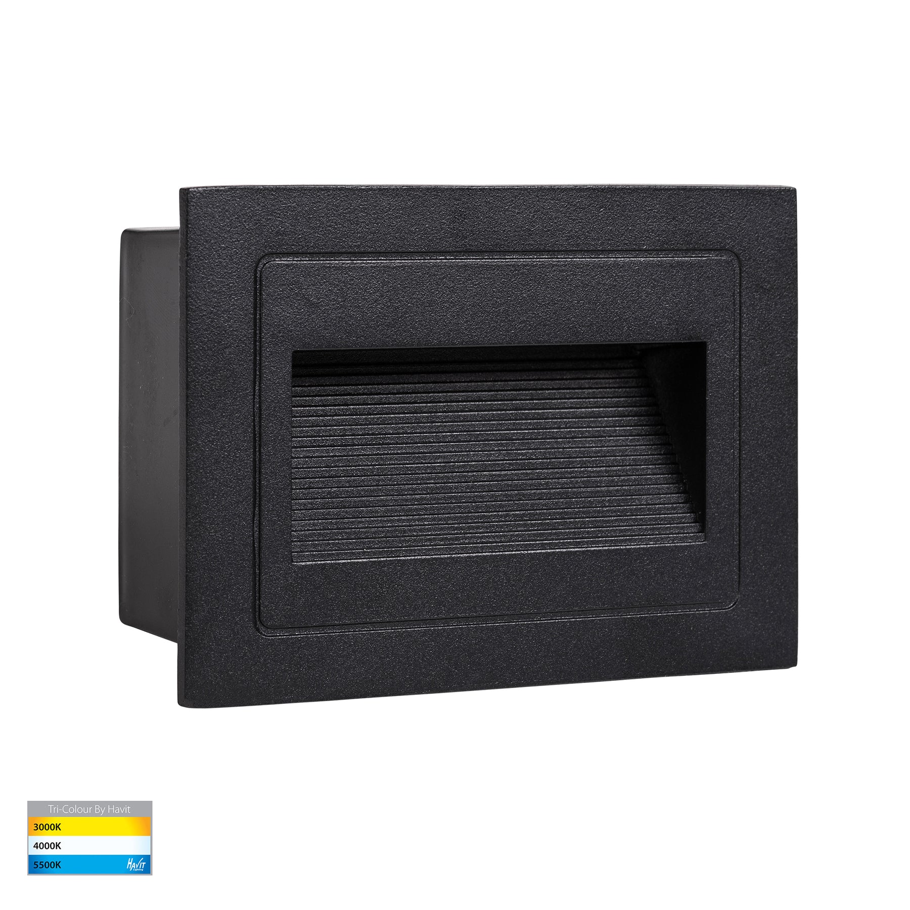 Havit Trin Rectangular Recessed LED Exterior Step Lights Tri- Black 5W 12V/240V IP54- HV3113T-BLK-240V, HV3113T-BLK-12V