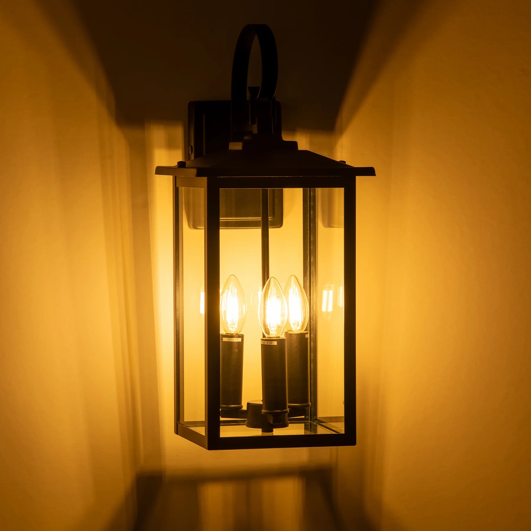 Havit Madix Galvanised Iron Exterior Wall Lights 2700K Black 3x4W 240V IP44- HV3535W-M-BLK