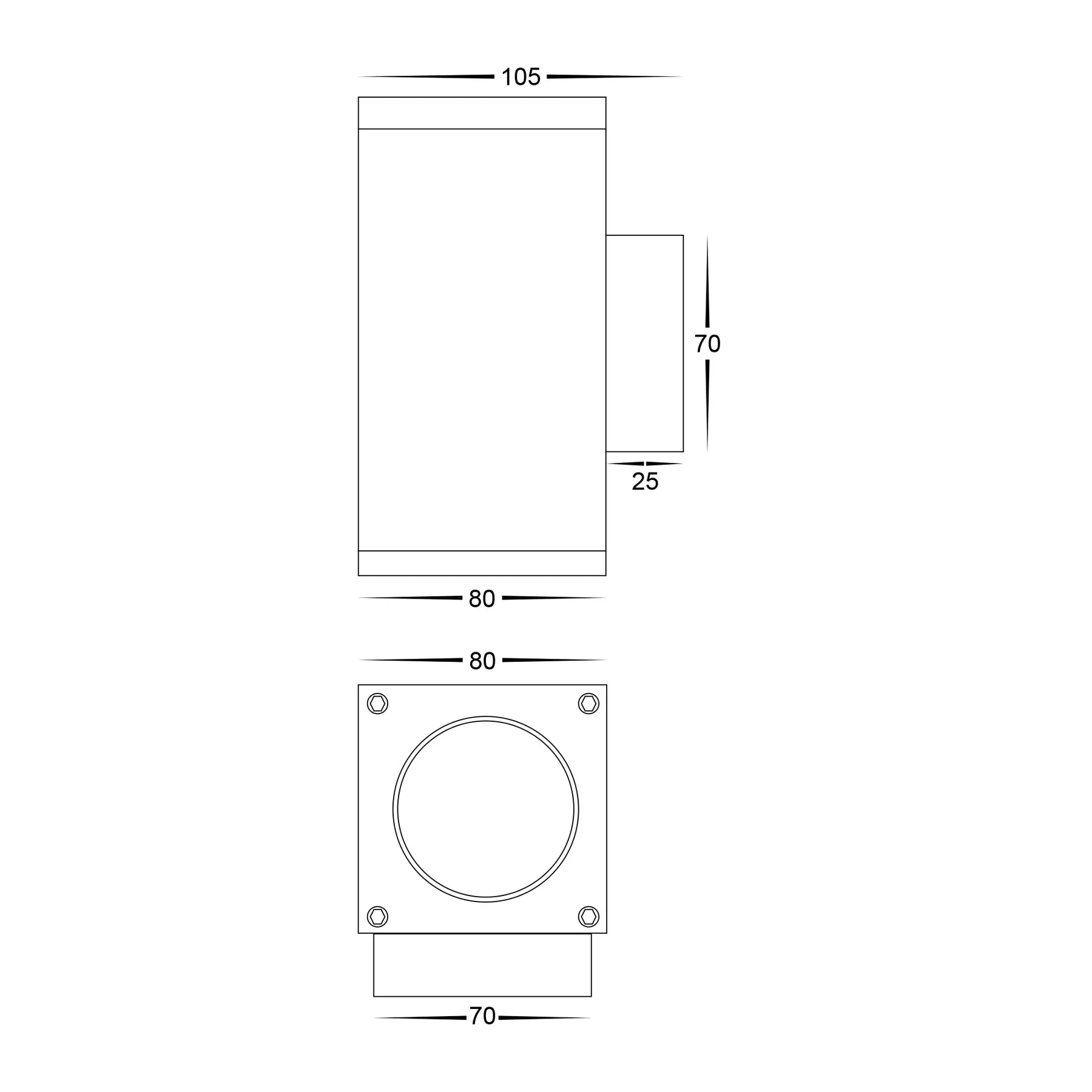 Havit Quadru Square Up & Down Exterior Wall Lights Tri - White 2x5W 240V IP54 - HV3624T-WHT - Havit Lighting