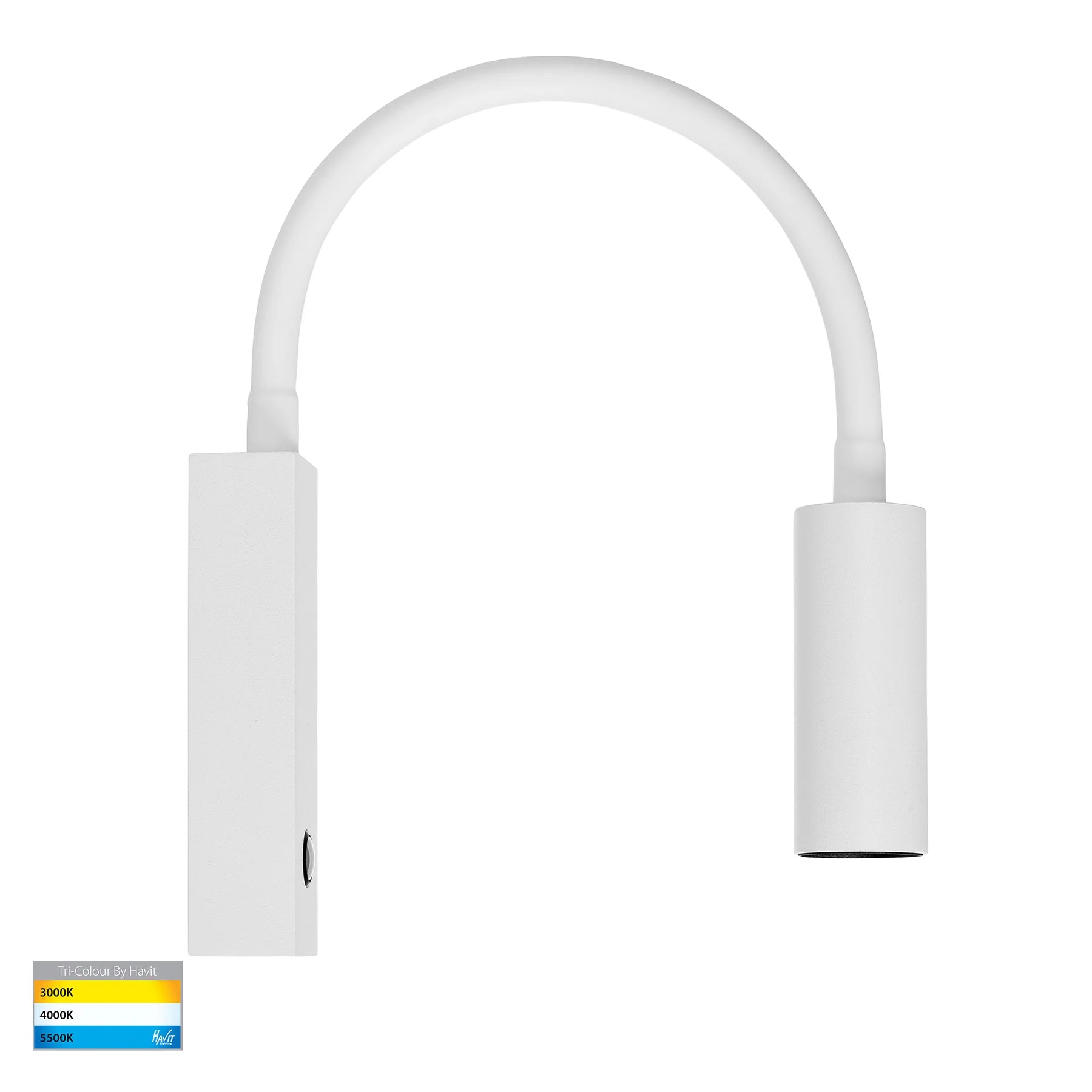 Havit Lesen with Flexible Arm Single Adjustable Wall Lights Tri- White 3W 240V IP20 - HV3687T-WHT