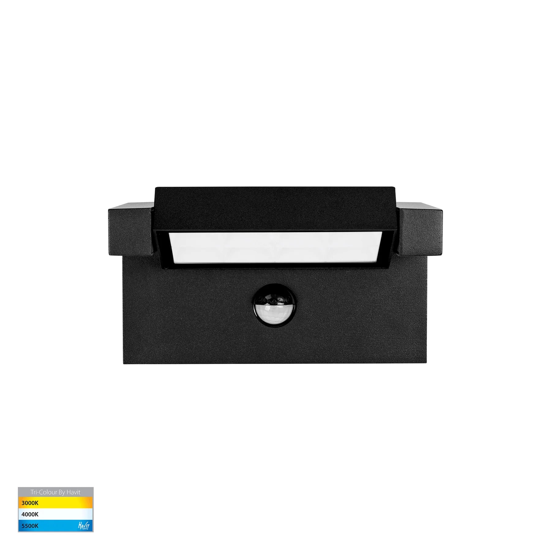 Havit Locu Adjustable LED Floodlight with Sensor Tri- Aluminium Black 12W 240V IP65- HV3731T-BLK-PIR