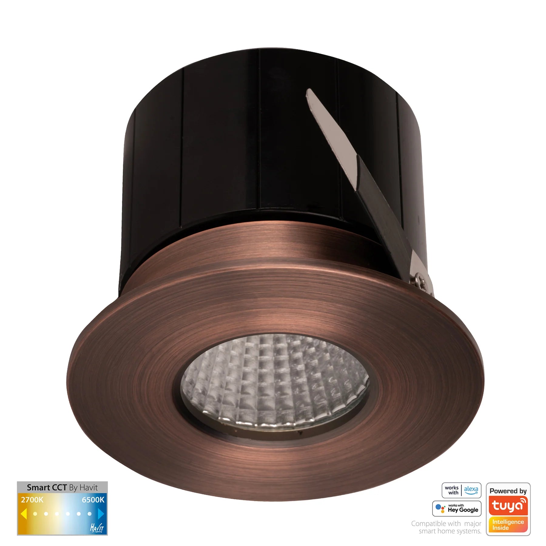 Havit Prime Fixed CCT WIFI LED Downlights 2700K- 6500K Antique Brass 12W 240V IP54- HV5511CCT-AB