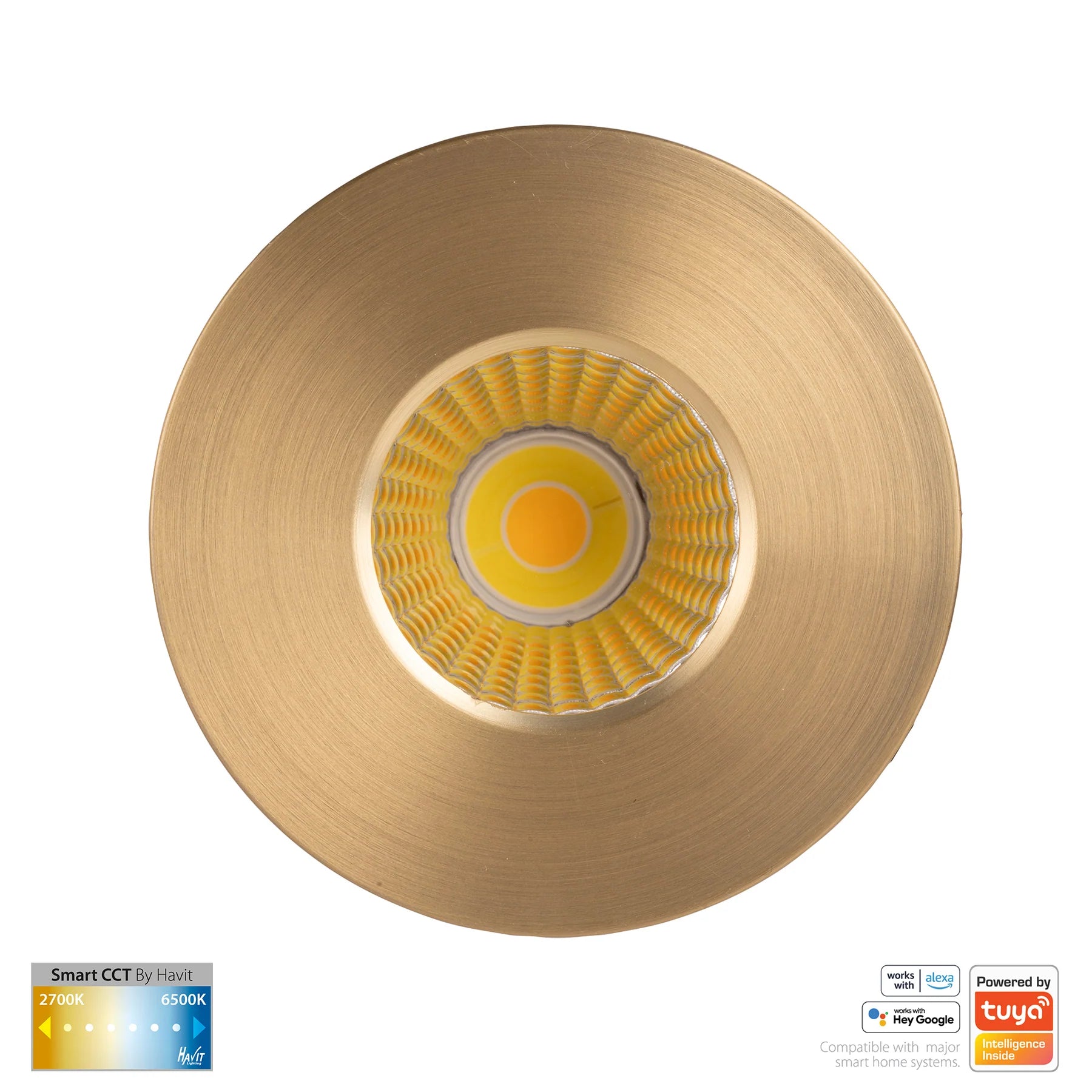 Havit Prime Fixed CCT WIFI LED Downlights 2700K-6500K Brass 12W 240V IP54- HV5511CCT-BR