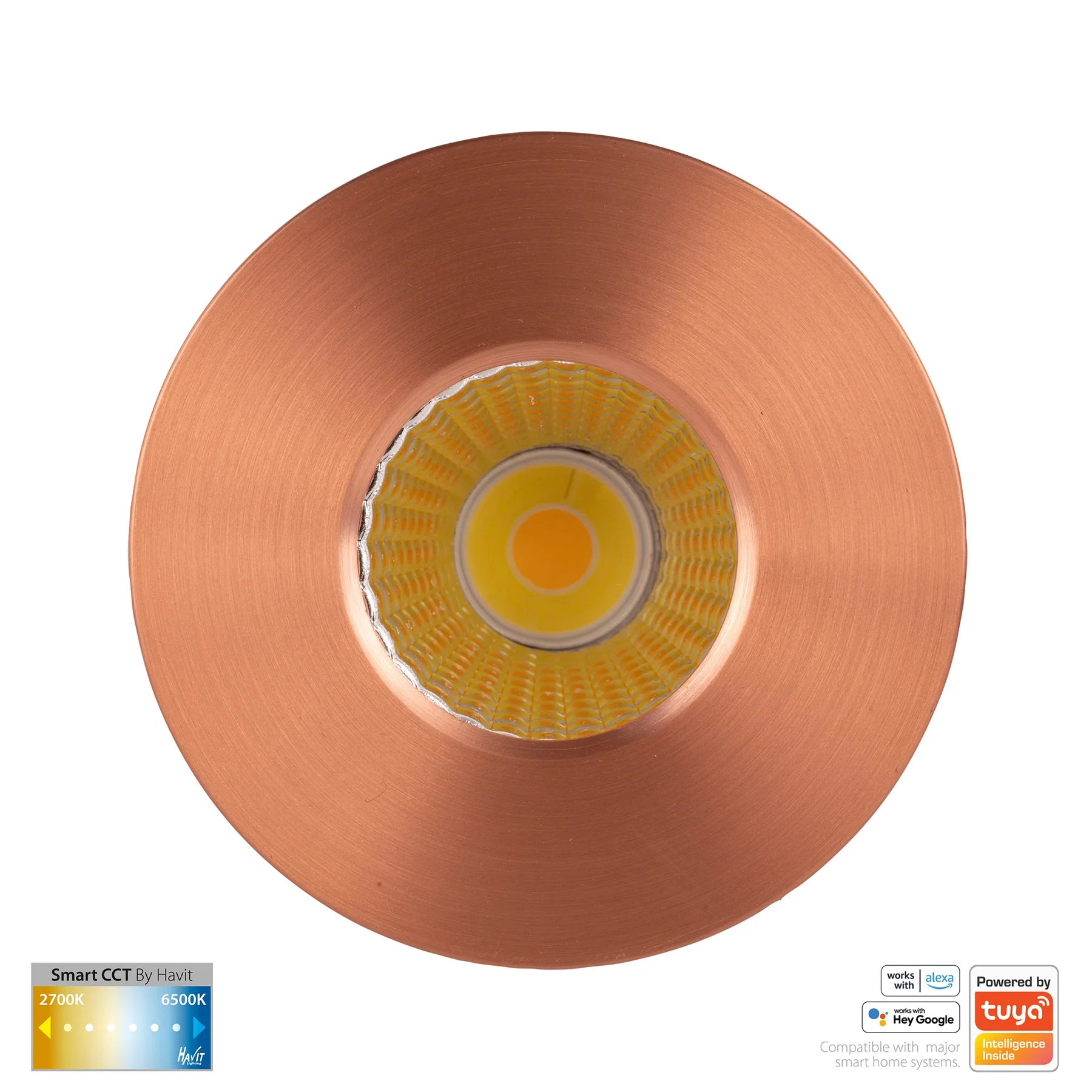 Havit Prime Fixed CCT WIFI LED Downlights 2700K-6500K Copper 12W 240V IP54- HV5511CCT-CP