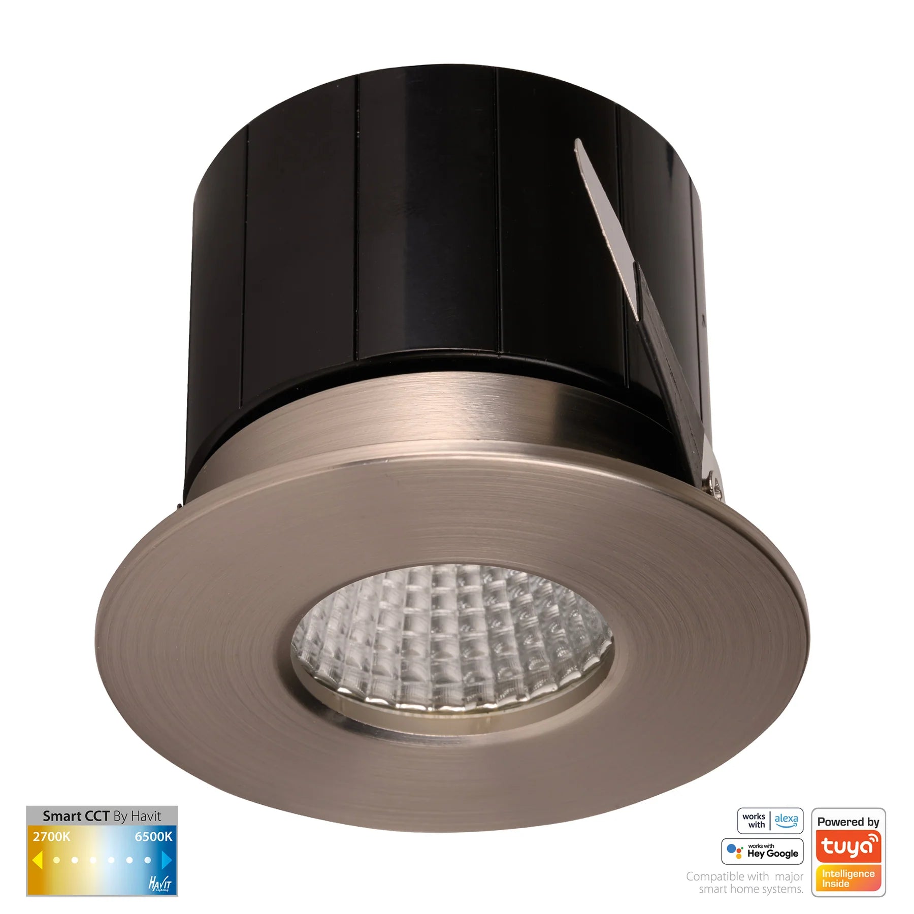 Havit Prime Fixed CCT WIFI LED Downlights 2700K-6500K Nickel 12W 240V IP54- HV5511CCT-NK