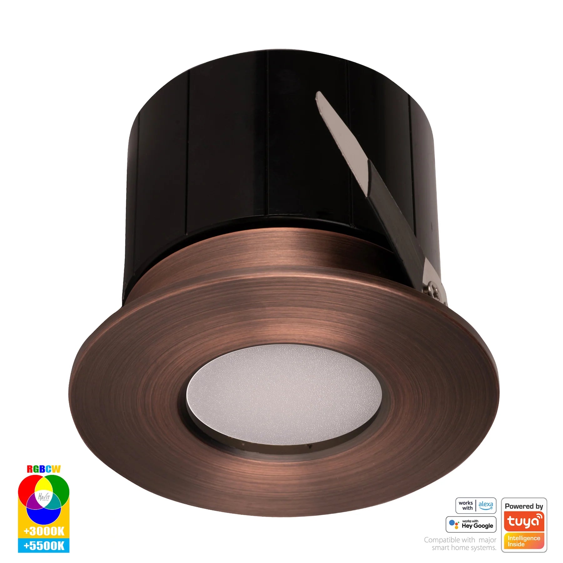 Havit Prime Fixed WIFI LED Downlights RGBCW Antique Brass 12W 240V IP54- HV5511RGBCW-AB