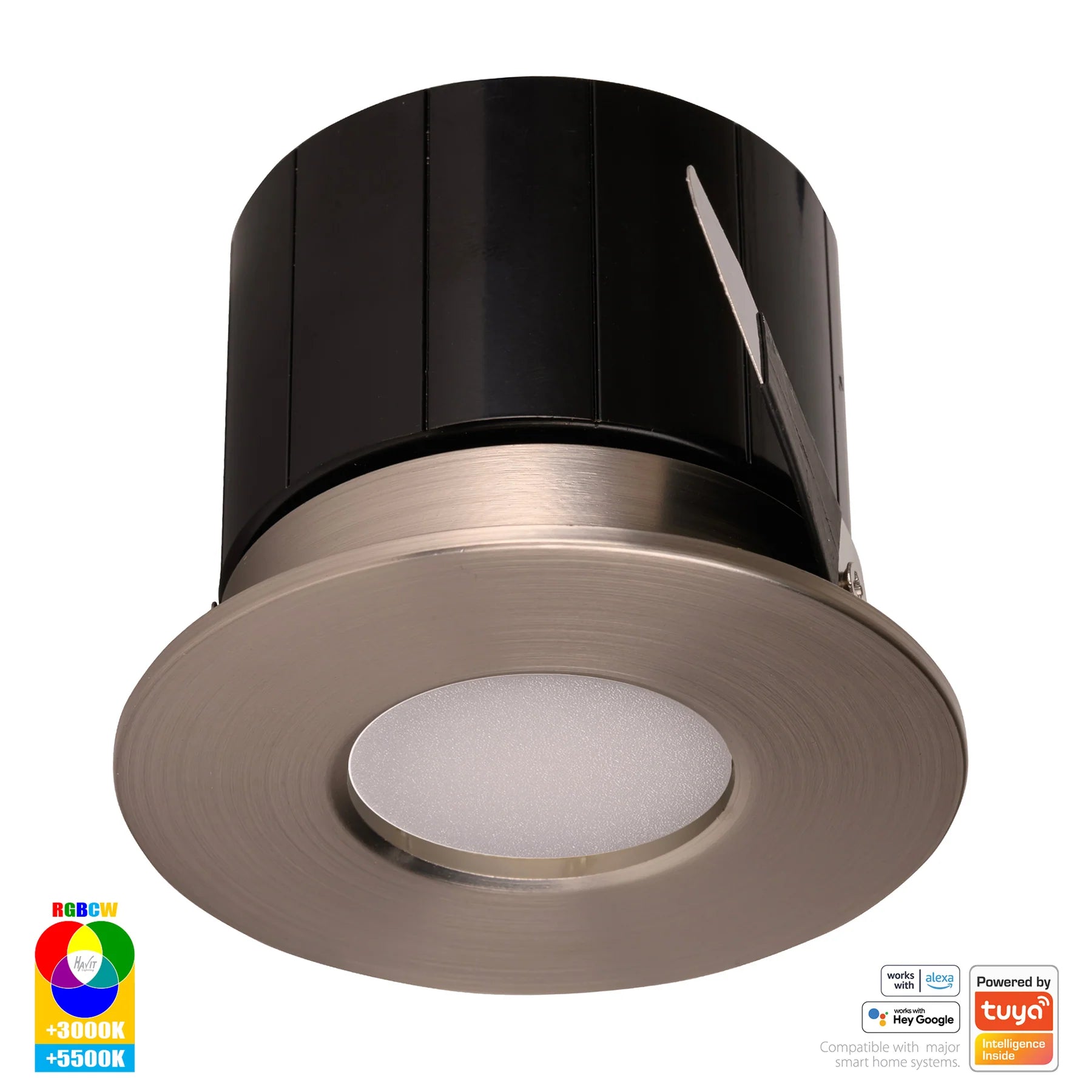 Havit Prime Fixed WIFI LED Downlights RGBCW Nickel 12W 240V IP54- HV5511RGBCW-NK