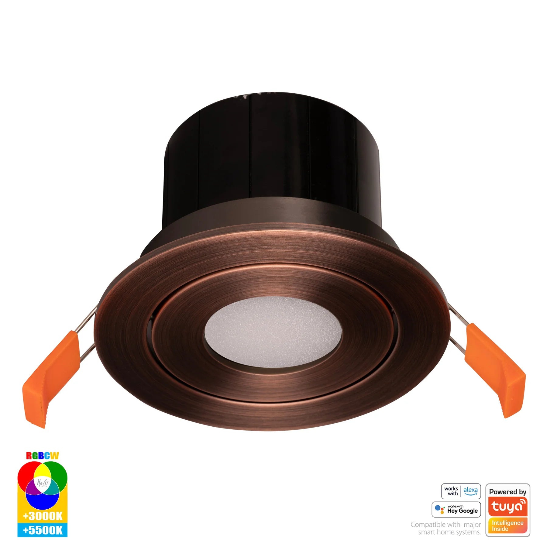 Havit Prime Tilt WIFI LED Downlights RGBCW Antique Brass 12W 240V IP54- HV5512RGBCW-AB