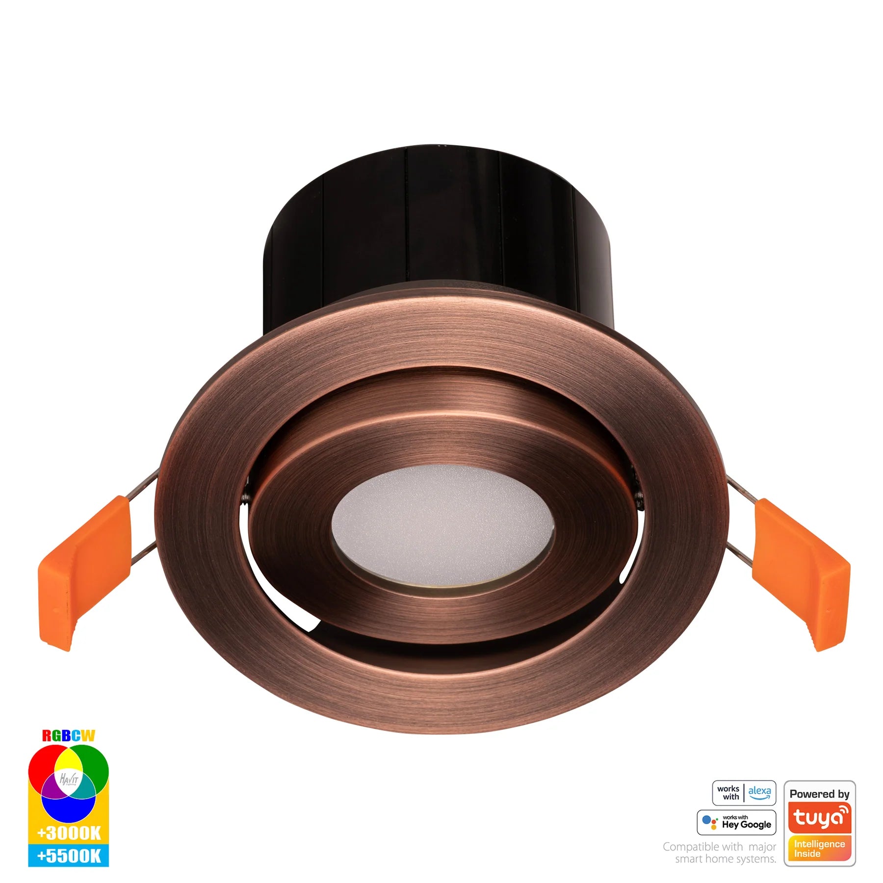 Havit Prime Tilt WIFI LED Downlights RGBCW Antique Brass 12W 240V IP54- HV5512RGBCW-AB