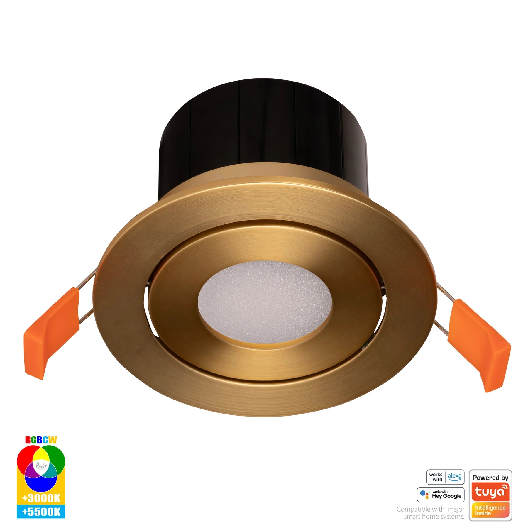 Havit Prime Tilt WIFI LED Downlights RGBCW Brass 12W 240V IP54- HV5512RGBCW-BR
