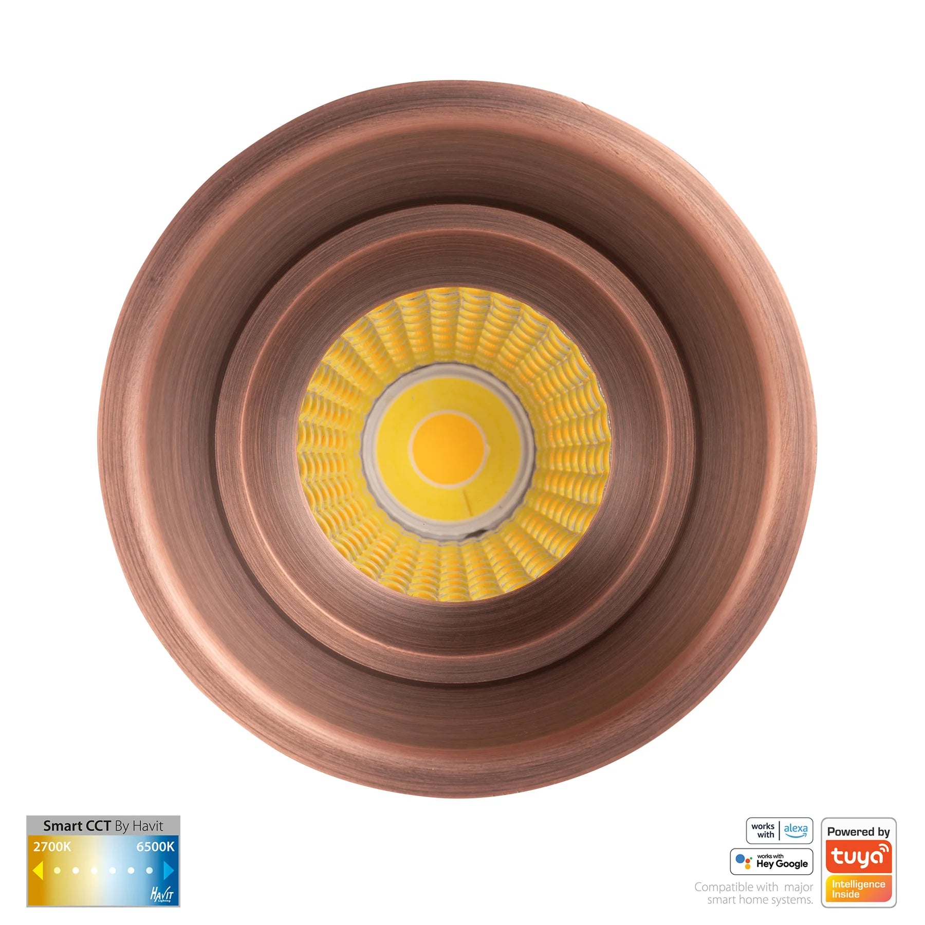 Havit Prime Fixed Deep CCT WIFI LED Downlights 2700K-6500K Antique Brass 12W 240V IP54- HV5513CCT-AB