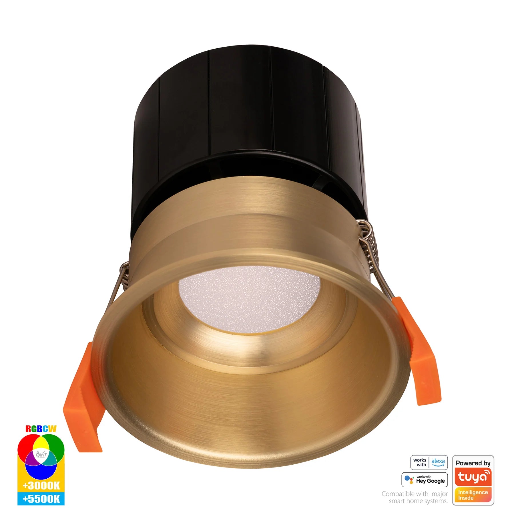 Havit Prime Fixed Deep WIFI LED Downlights RGBCW Brass 12W 240V IP54- HV5513RGBCW-BR