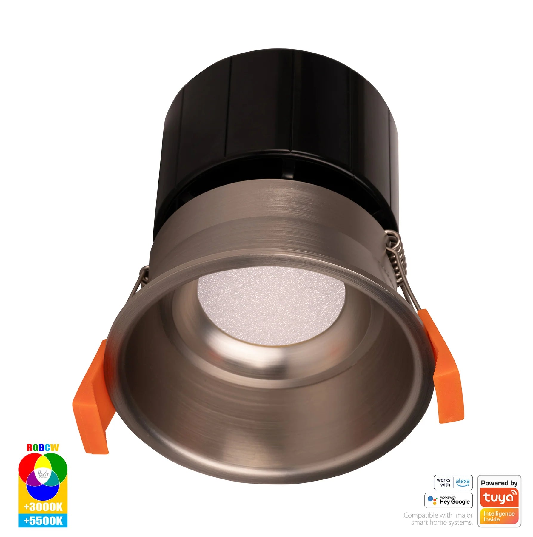 Havit Prime Fixed Deep WIFI LED Downlights RGBCW Nickel 12W 240V IP54- HV5513RGBCW-NK