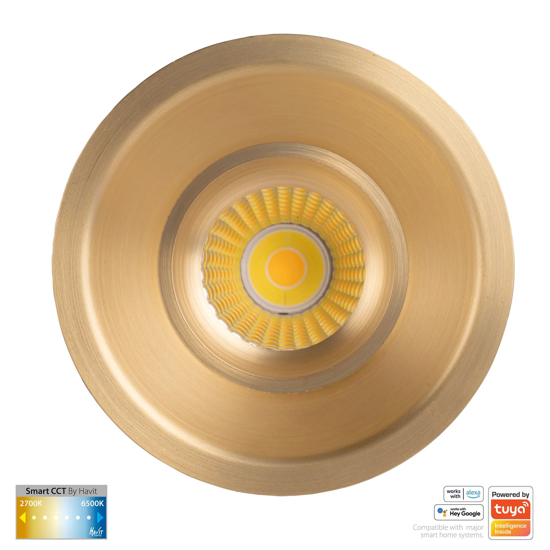 Havit Prime Fixed Deep CCT WIFI LED Downlights 2700K-6500K Brass 12W 240V IP54- HV5514CCT-BR