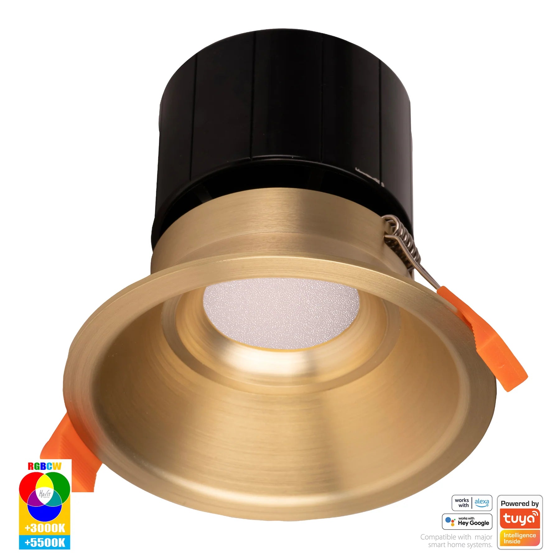 Havit Prime Fixed Deep WIFI LED Downlights RGBCW Brass 12W 240V IP54- HV5514RGBCW-BR