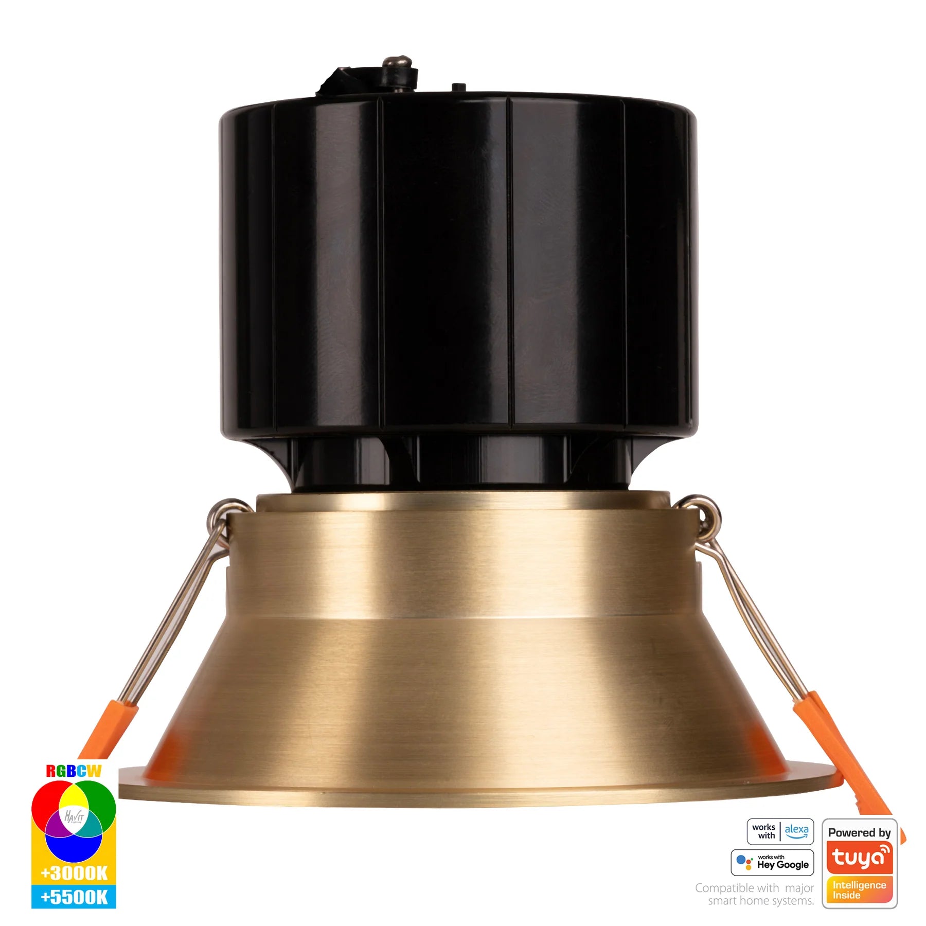 Havit Prime Fixed Deep WIFI LED Downlights RGBCW Brass 12W 240V IP54- HV5514RGBCW-BR