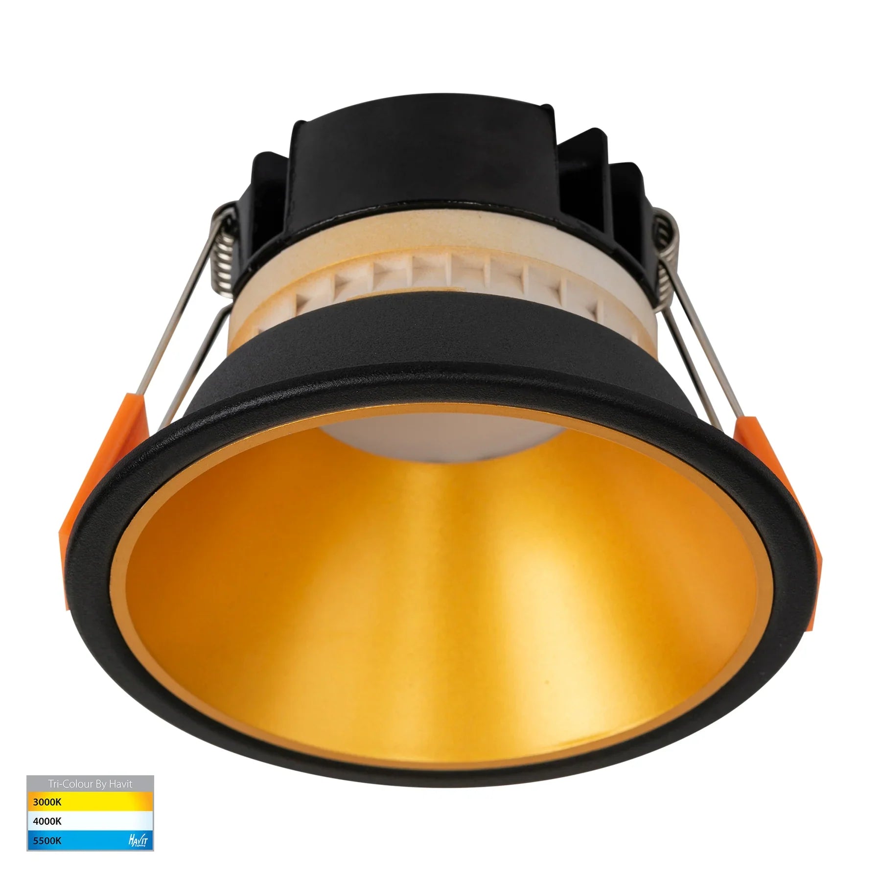 Havit Gleam Fixed LED Downlight Tri - Black with Gold Insert 9W 240V IP54 - HV5528T-BG - Havit Lighting