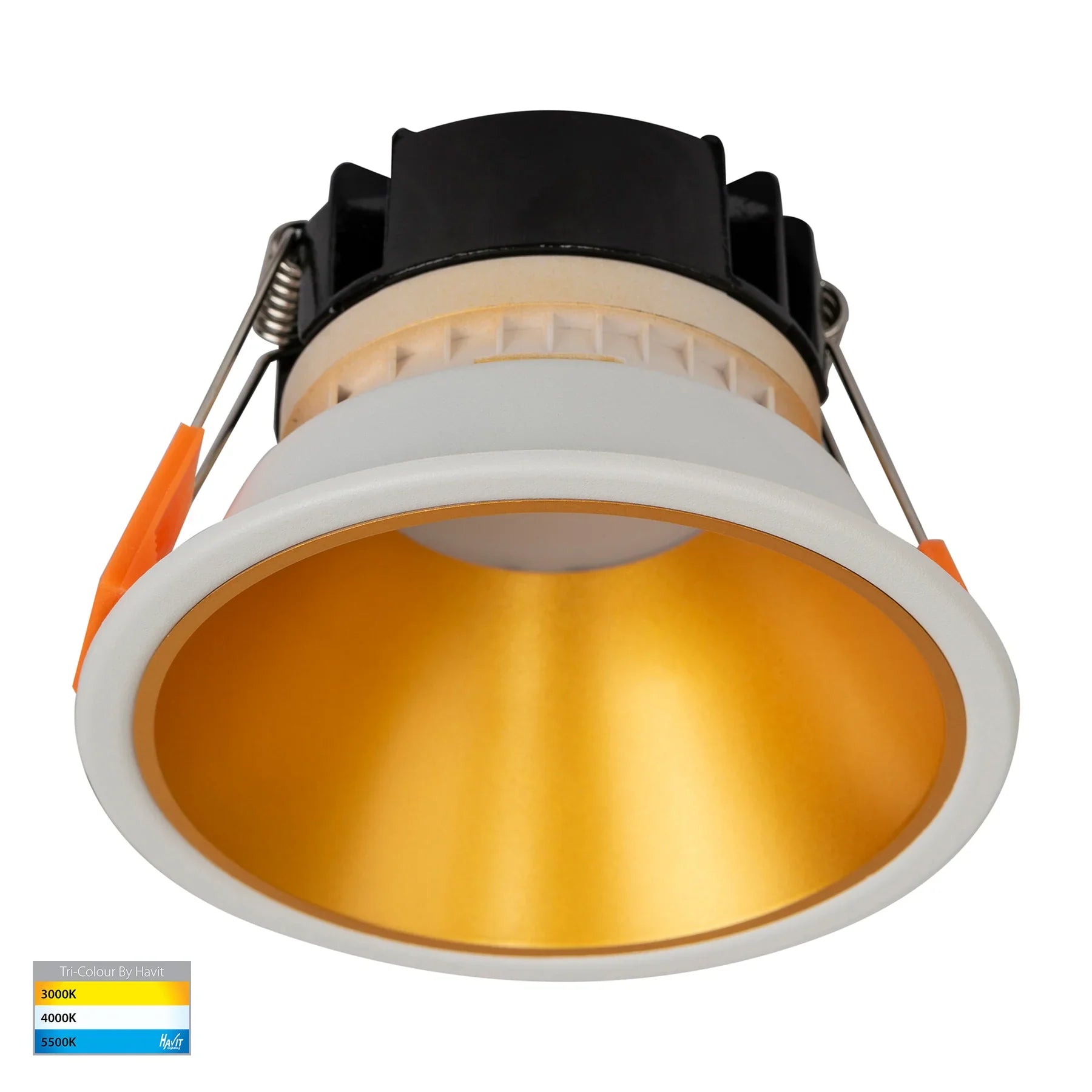 Havit Gleam Fixed LED Downlight Tri - White with Gold Insert 9W 240V IP54 - HV5528T-WG- Havit Lighting