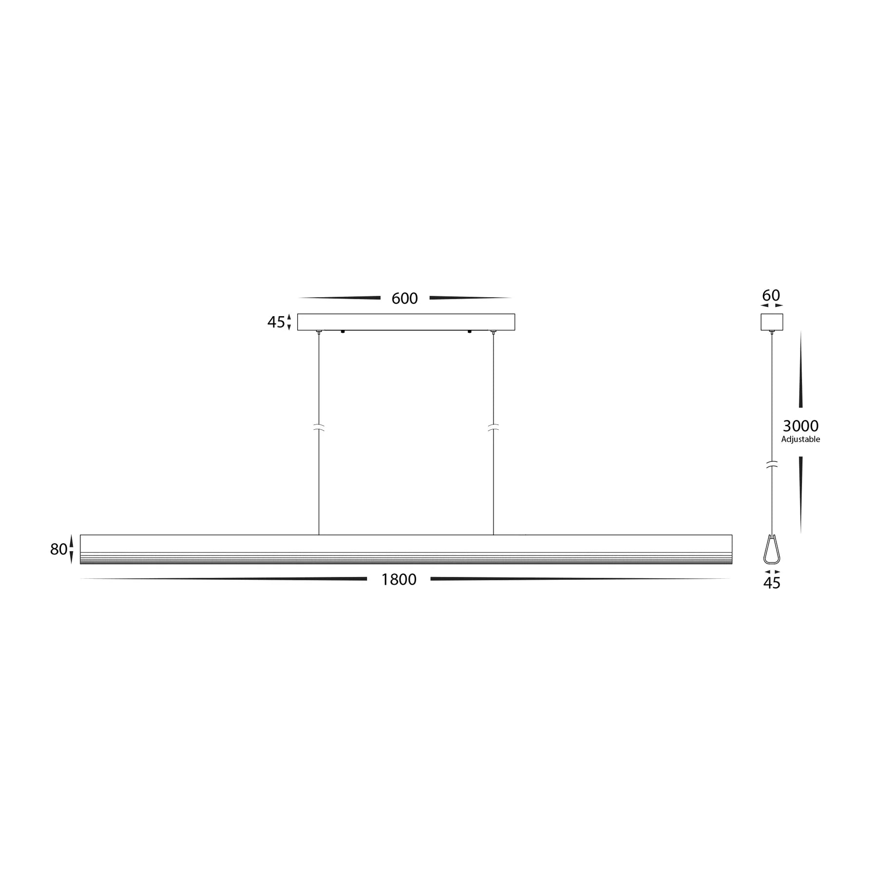 Havit Opex 1800mm Linear Pendants Tri- Walnut Timber 28W 240V IP20- HV6014T