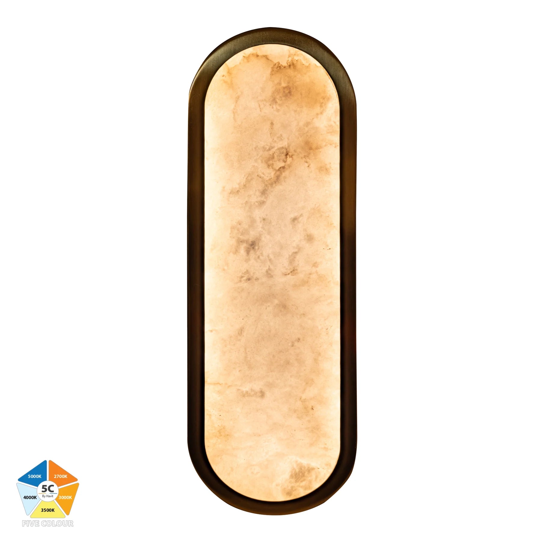 Havit Auster Alabaster Glass Interior Wall Lights 5CCT Gold 12W 240V IP44- HV8011S-GLDALB