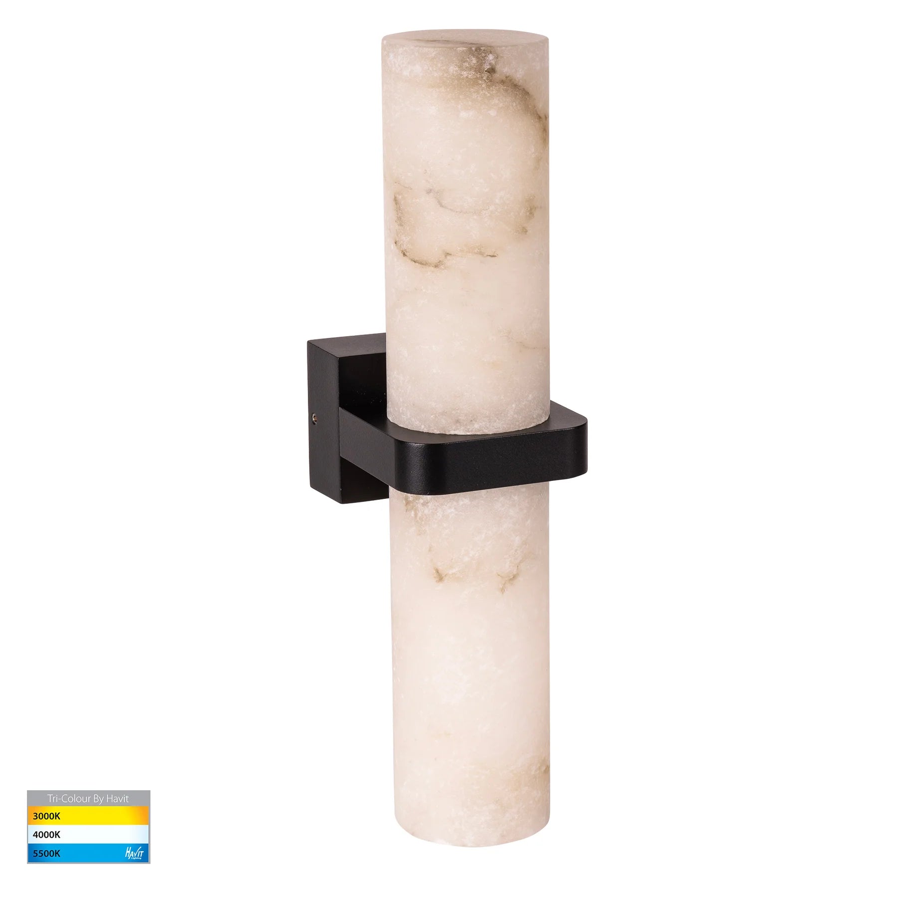Havit Albast with Alabaster Glass Up & Down Exterior Wall Lights 3000K 4000K Black 2x9W 240V IP65- HV8079T-BLK