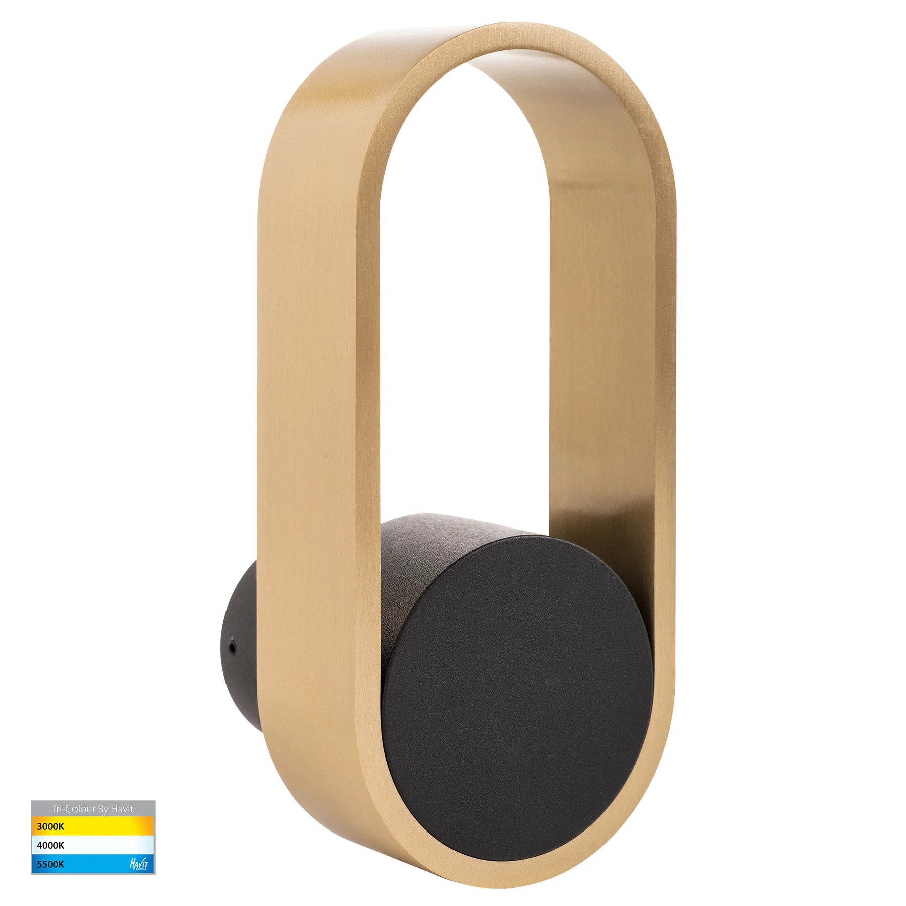 Havit Ovale Interior Wall Light Tri - Black + Brass 7W 240V IP20 - HV8080T-BLKBR - Havit Lighting