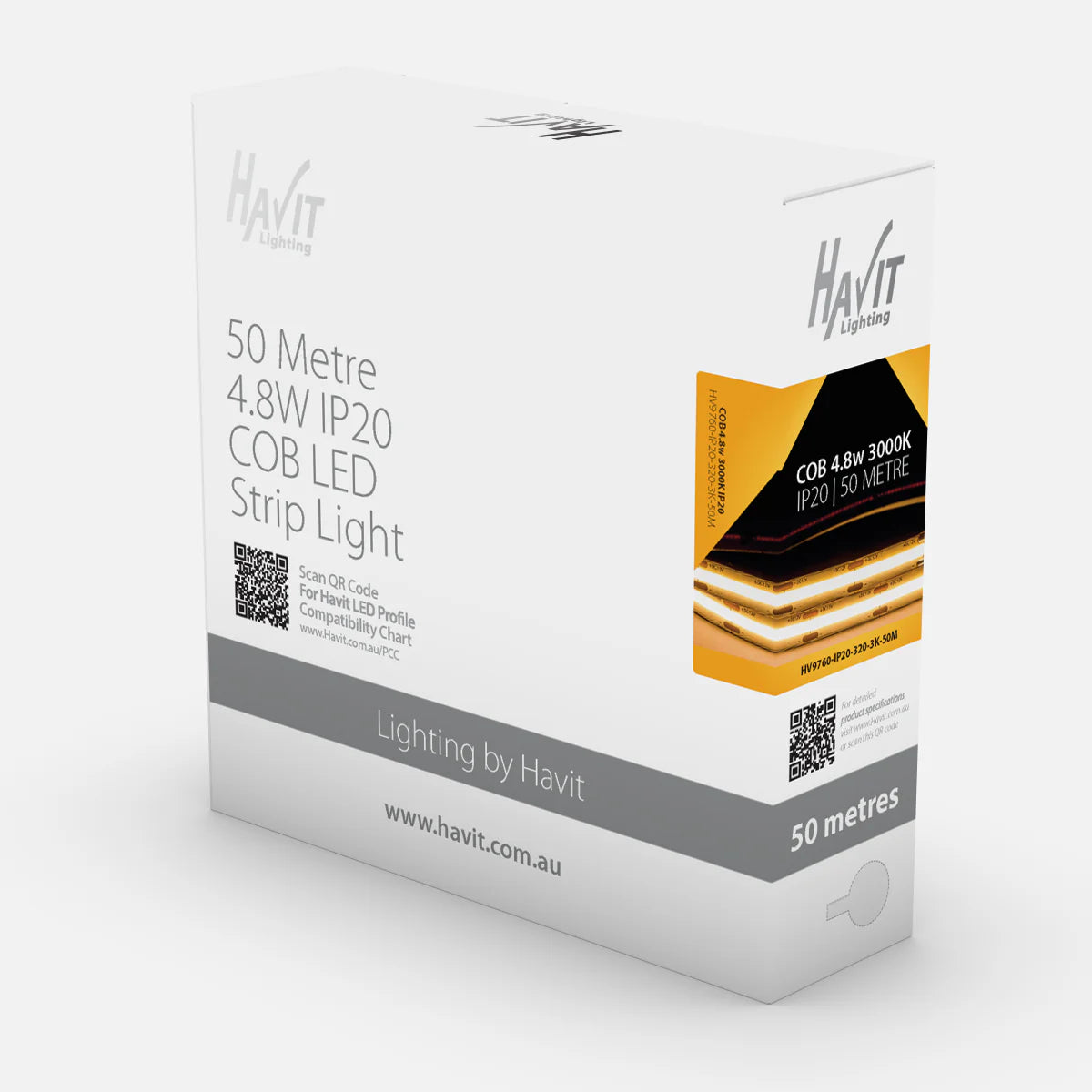 Havit COB 50m Roll LED Strip and Channels 3000K 4.8W 24V IP20 - HV9760-IP20-320-3K-50M - Havit Lighting