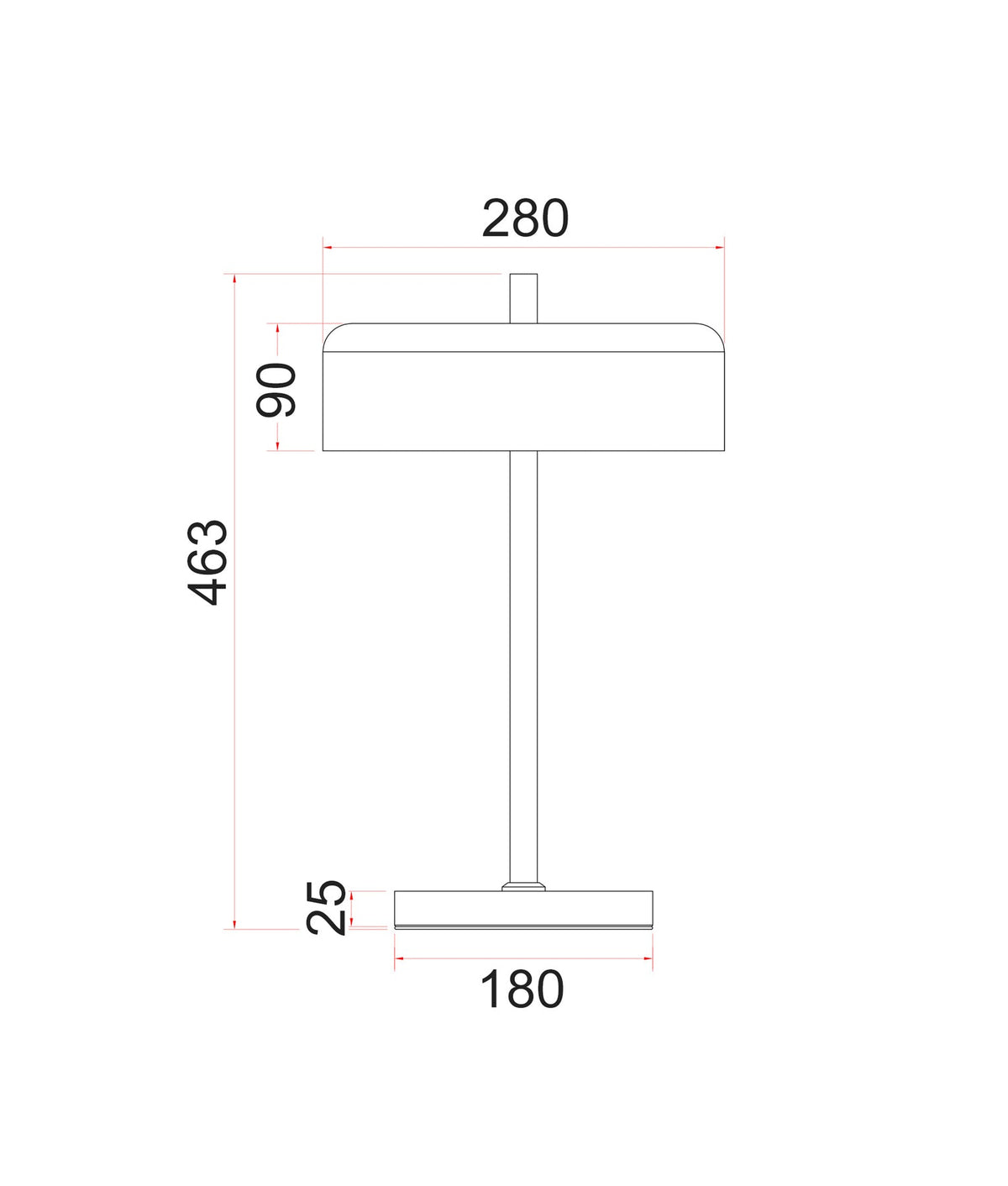 CLA KELLO table lamp dimensions: 463mm high, 280mm shade and 180mm base