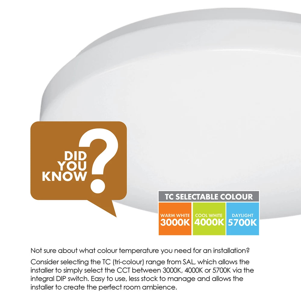 SAL DISC DIMMABLE LED Oysters Tri- White 20W/30W 240V IP54- SL2105TC