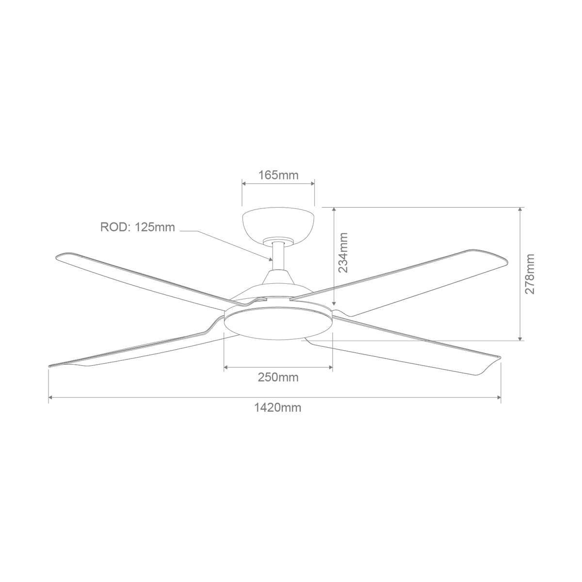 Domus Nevada 56-inch fan-only dimensions drawing