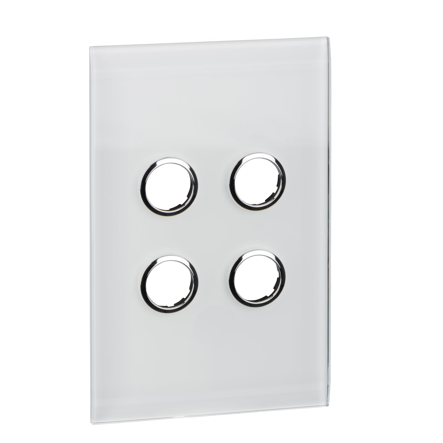 Clipsal Glass Fascia, C-Bus Control and Management System, 4 Gang, Saturn Series, Rectangular Pure White- 5084F-PW- Facia to suit wall plate (5084PW) *Facia only. Wall plate not included.