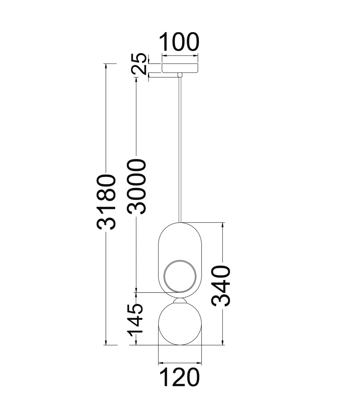 CLA PALTA pendant manufacturer dimensions drawing