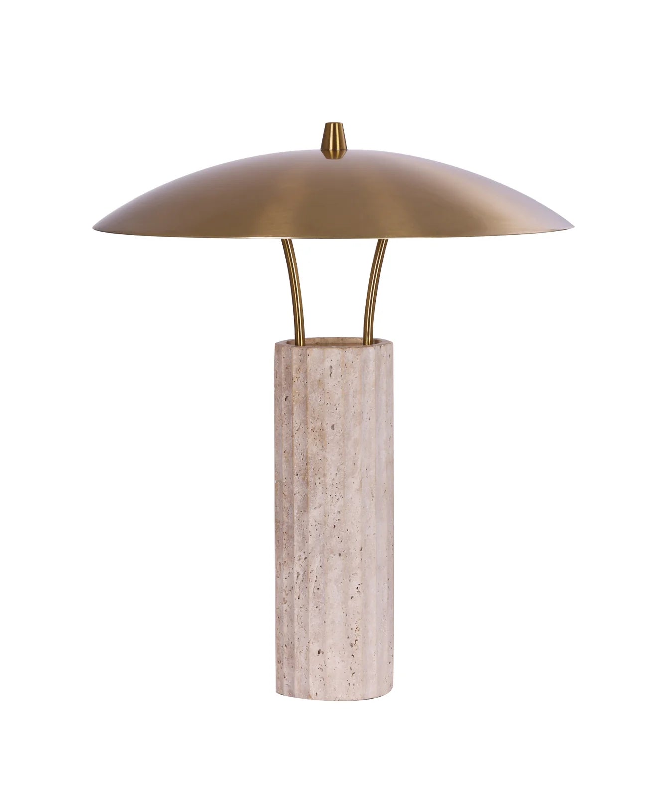 CLA PARACCU: Travertine Base Brass Sun Hat Shade Table Lamp 3000K Beige 8W 240V- PARACCU-T1