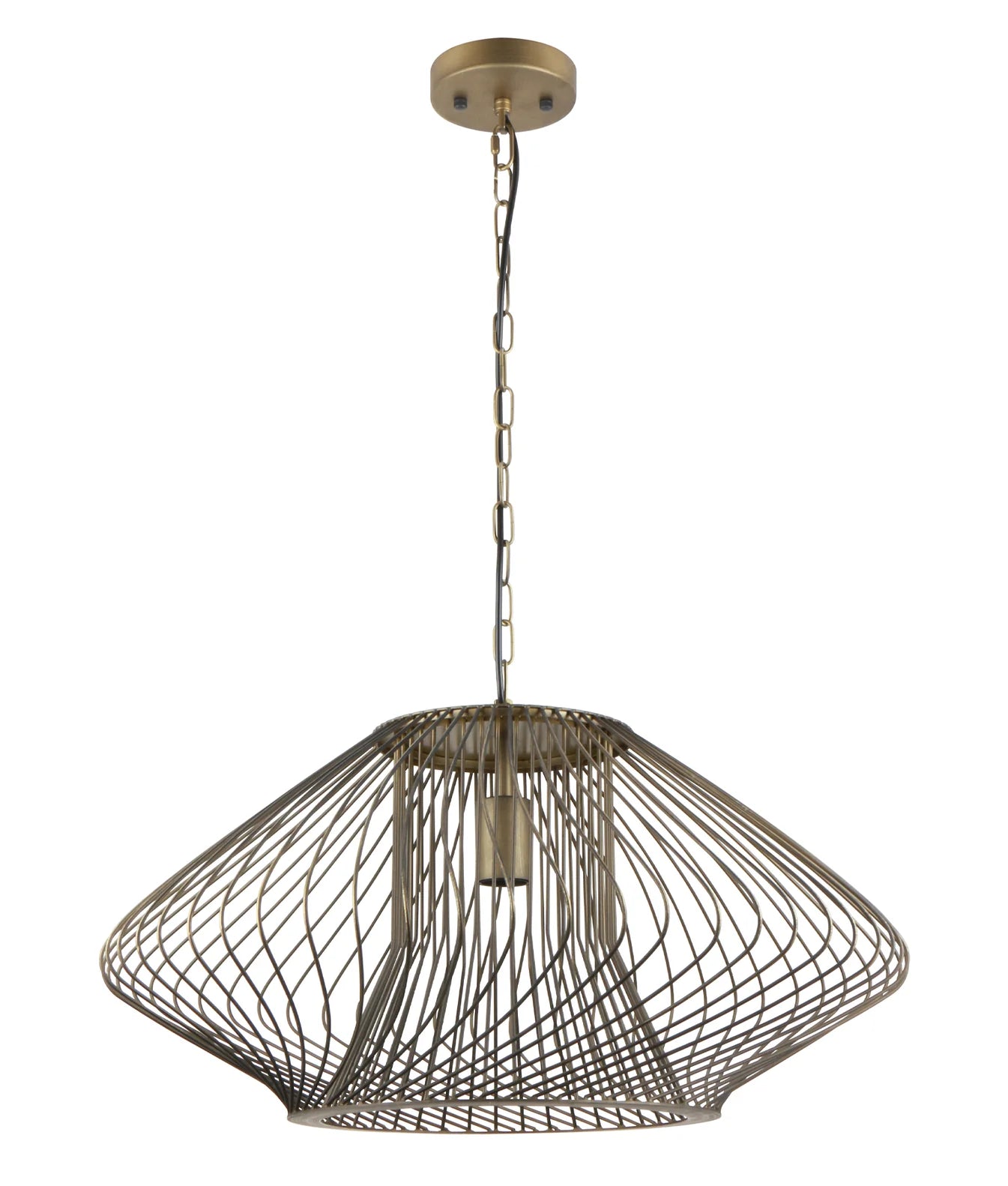 CLA PARRILLA: Oval Cage Iron 600mm Interior Pendants Matt Black/ Antique Brass 240V- PARILLA3, PARILLA4