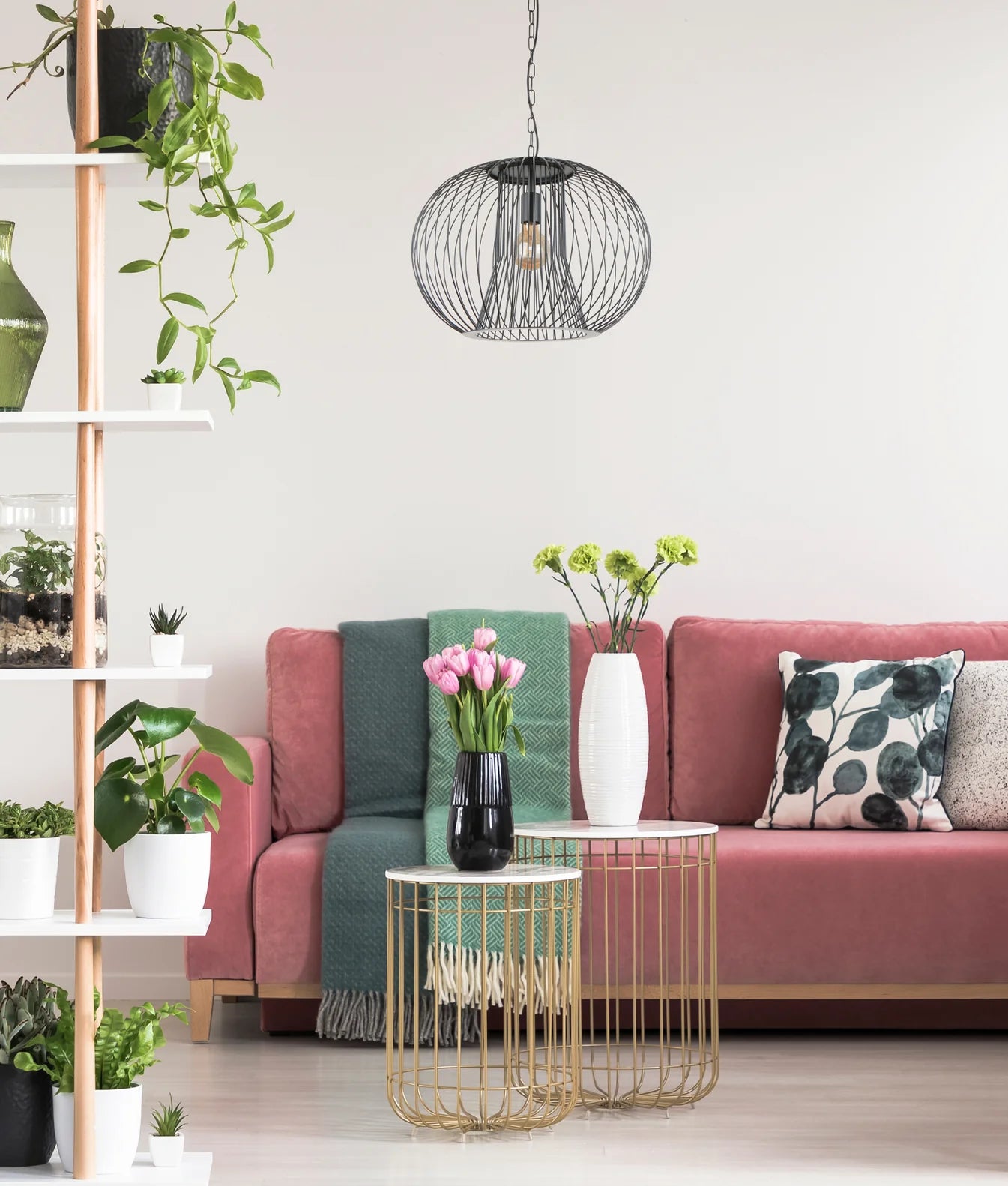 CLA PARRILLA: Round Cage Iron Interior Pendants Matt Black/ Antique Brass 240V- PARRILLA5, PARRILLA6
