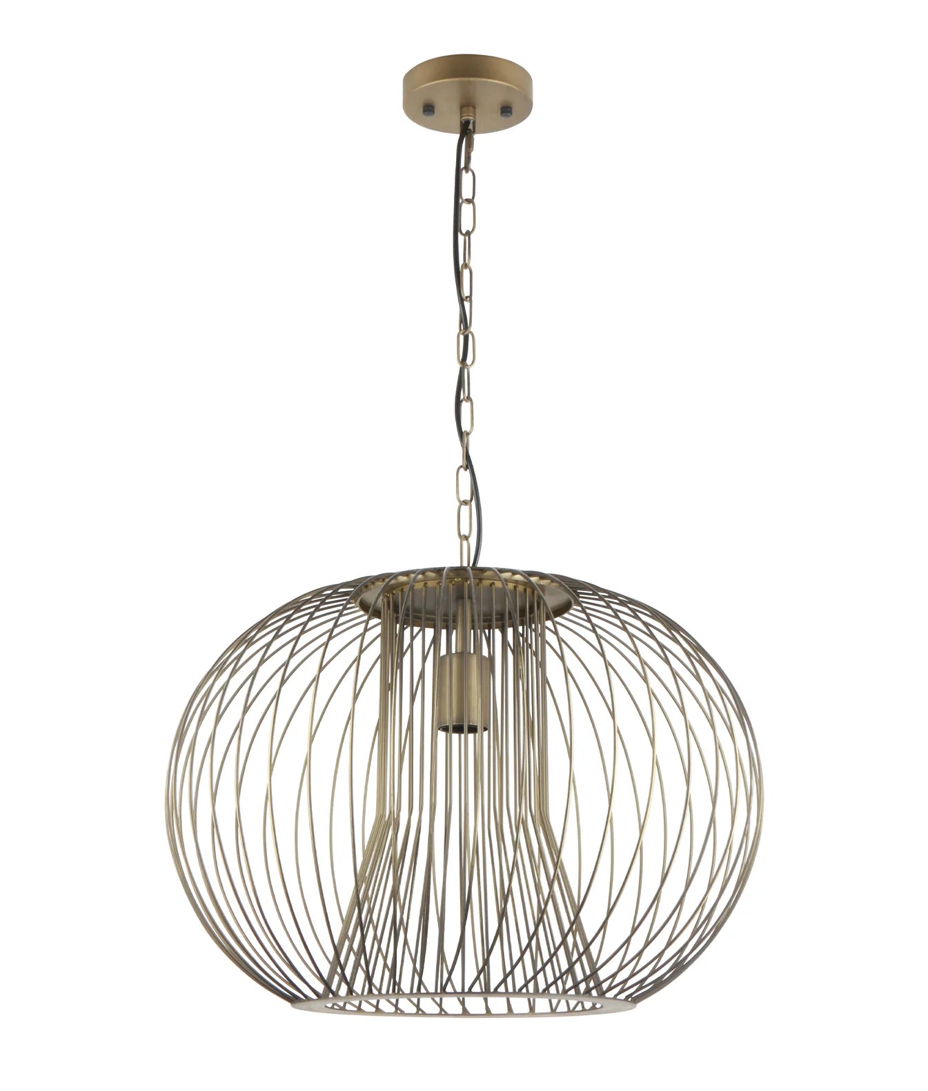 CLA PARRILLA: Round Cage Iron Interior Pendants Matt Black/ Antique Brass 240V- PARRILLA5, PARRILLA6