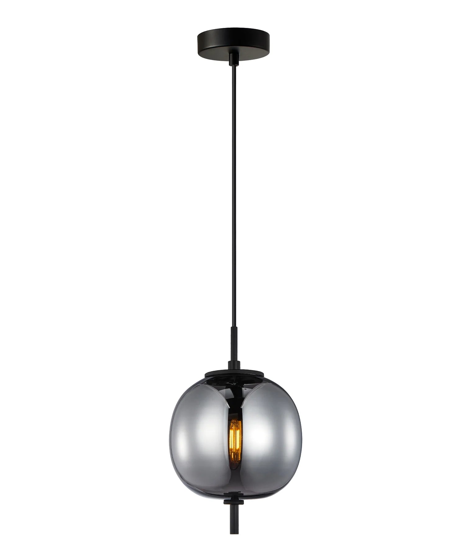 CLA PINO: Round Interior Pendants Opal Matte / Smokey Black Mirror Finish Glass 220-240V - PINO1, PINO5