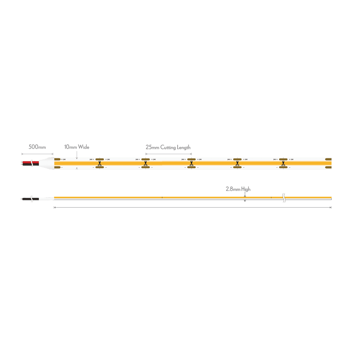 Domus PLEX-COB-5 IP54 2700K LED strip – dimensional drawing